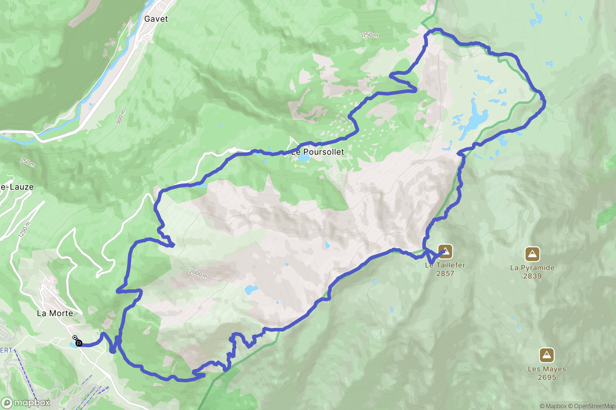 La Morte : carte du parcours de randonnée - France