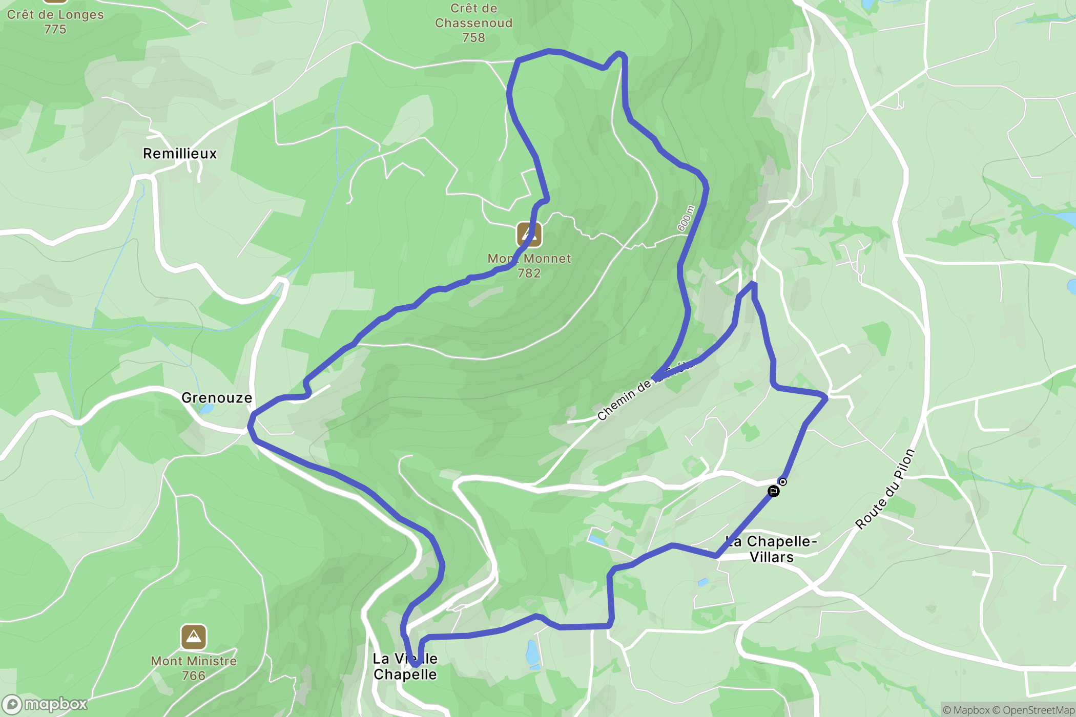 La Chapelle-Villars : carte du parcours de randonnée - France