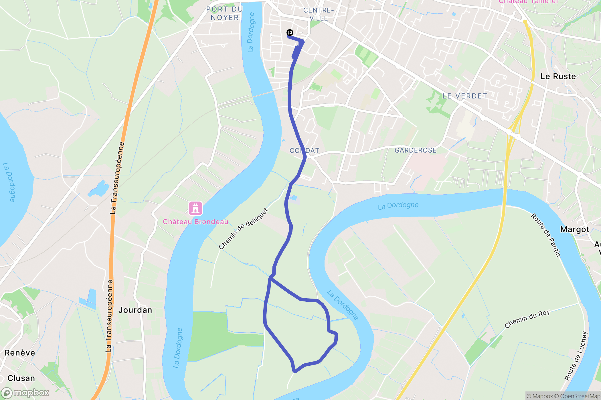 Libourne : carte du parcours de randonnée - France