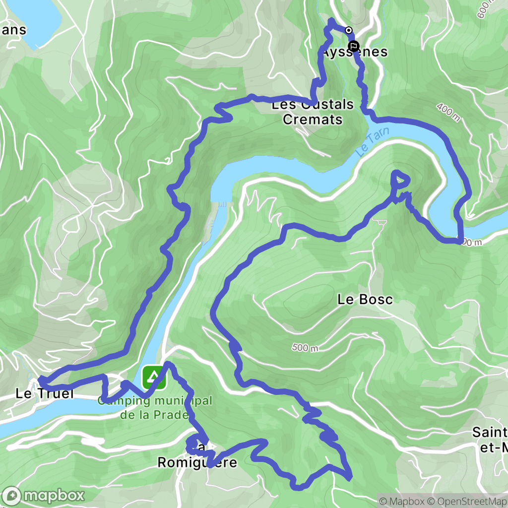 Ayssènes : carte du parcours de randonnée - France