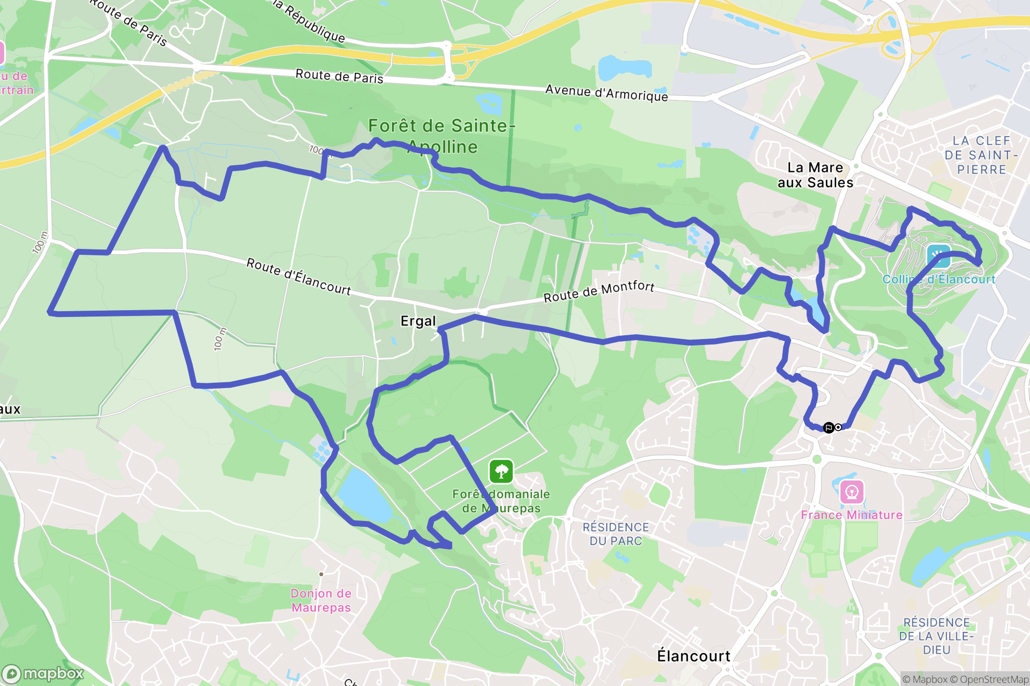 Élancourt : carte du parcours de randonnée - France