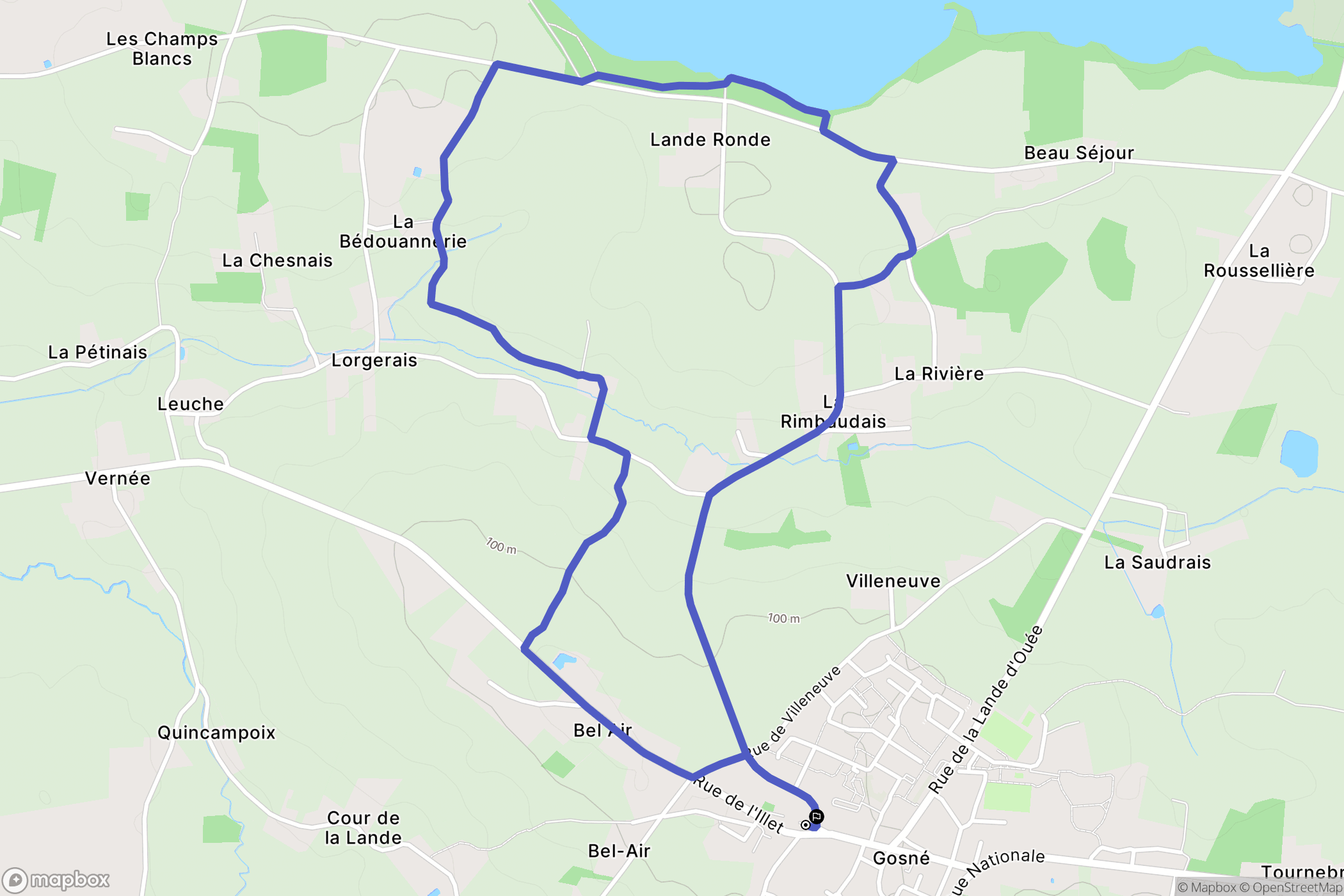 Gosné : carte du parcours de randonnée - France