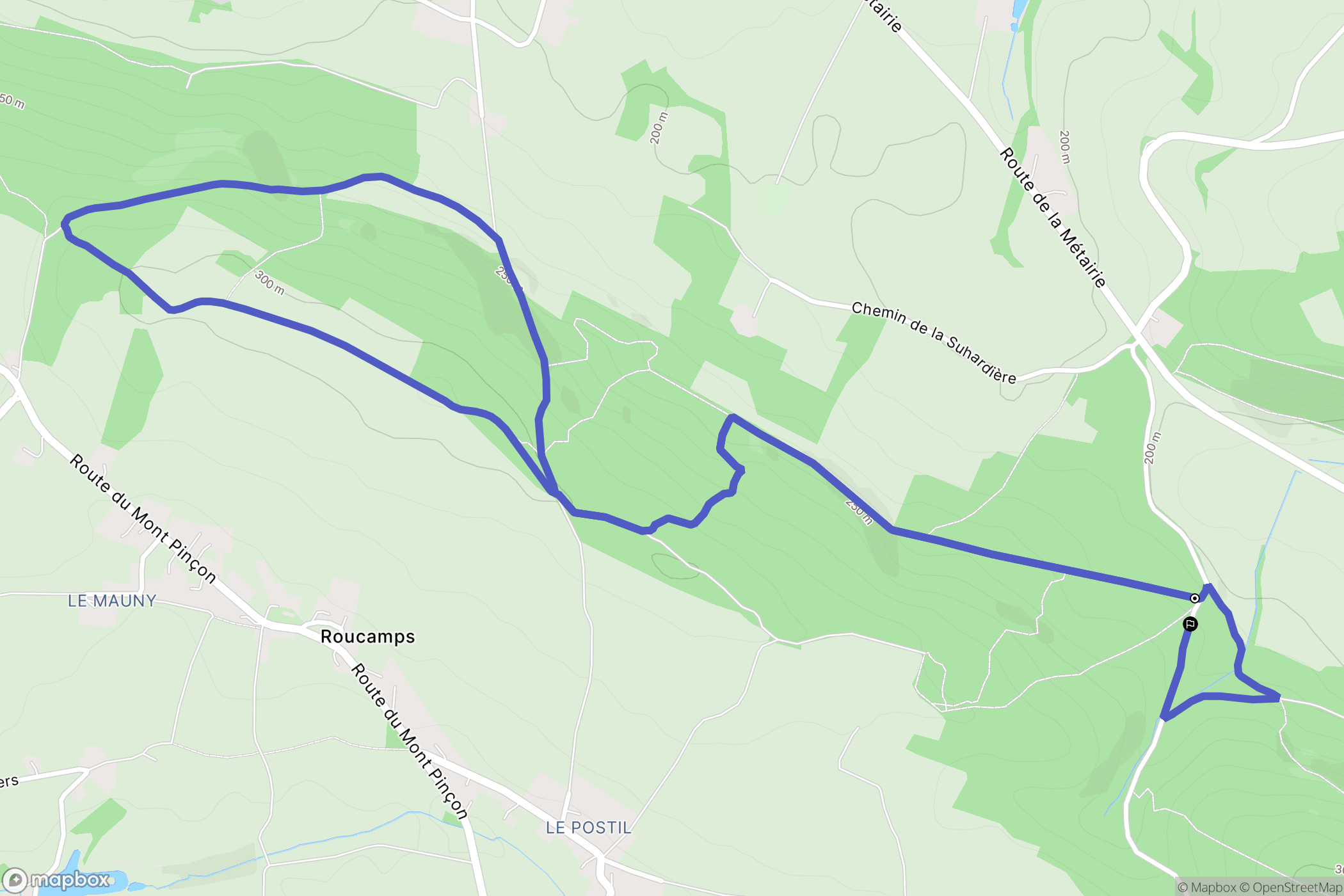Les Monts d'Aunay : carte du parcours de randonnée - France