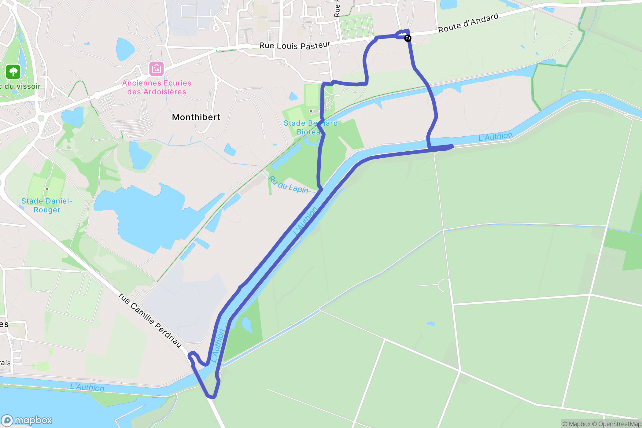 Trélazé : carte du parcours de randonnée - France