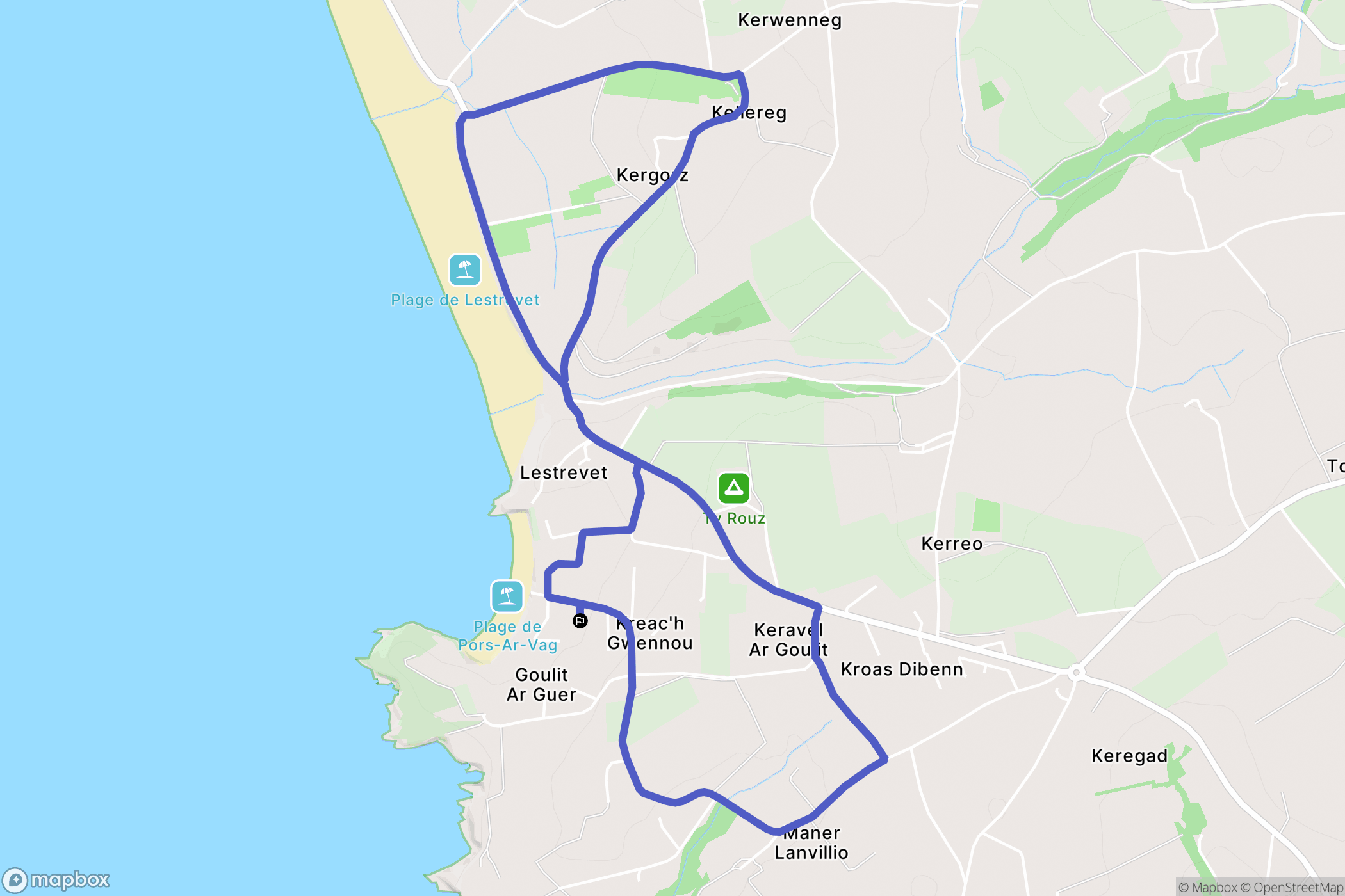 Plomodiern : carte du parcours de randonnée - France