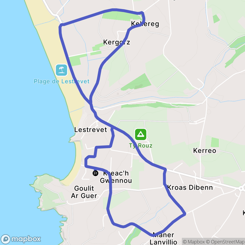Plomodiern : carte du parcours de randonnée - France
