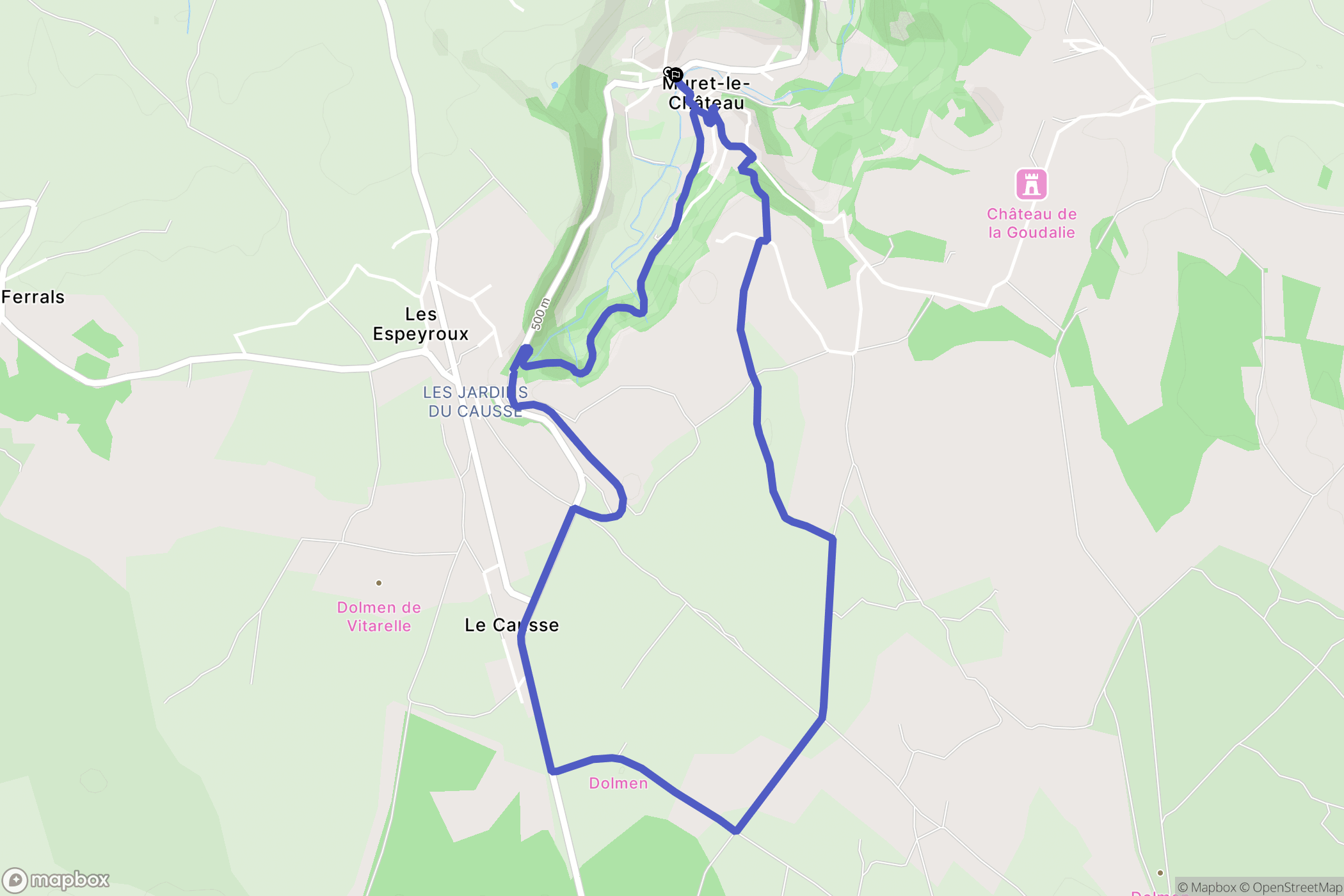 Muret-le-Château : carte du parcours de randonnée - France