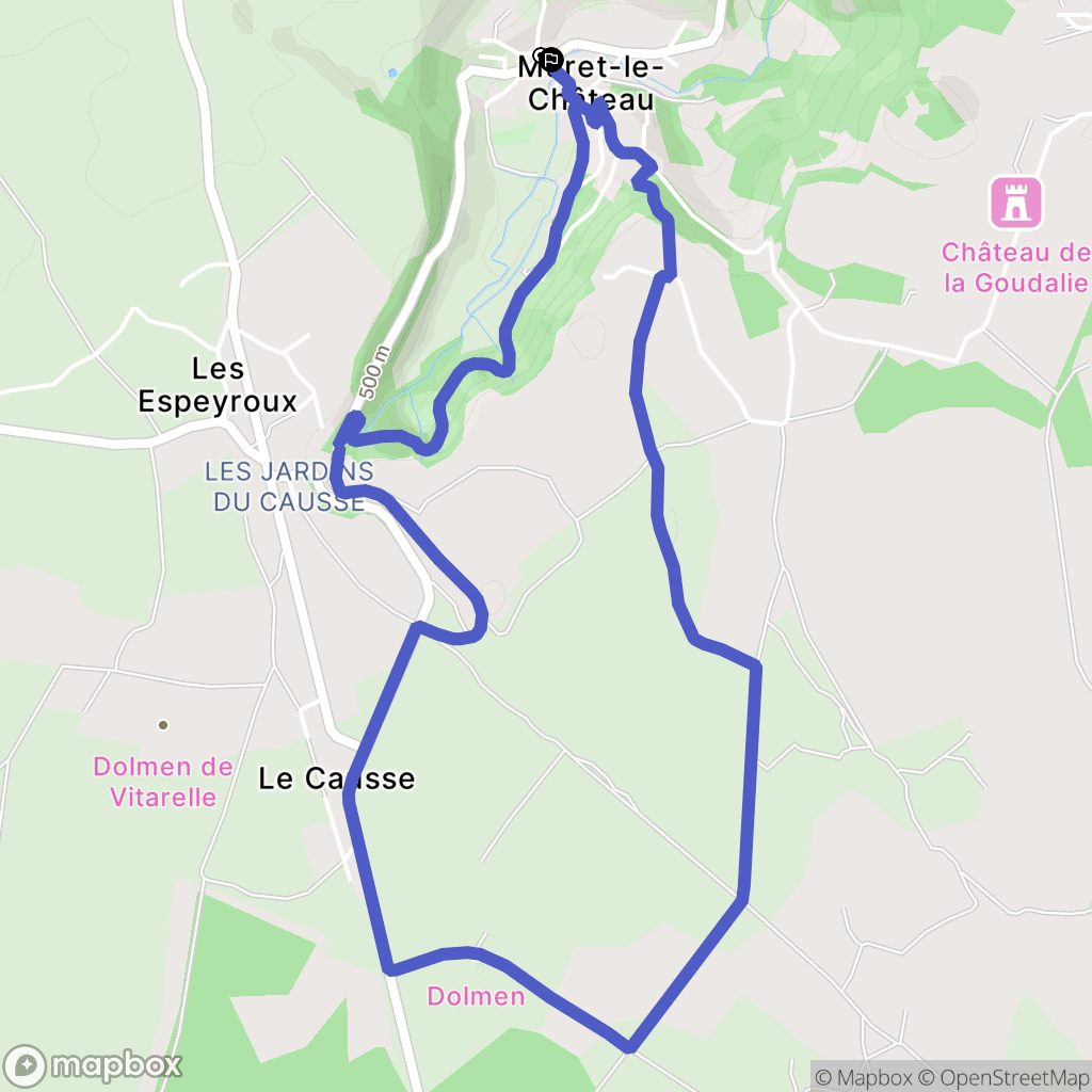 Muret-le-Château : carte du parcours de randonnée - France