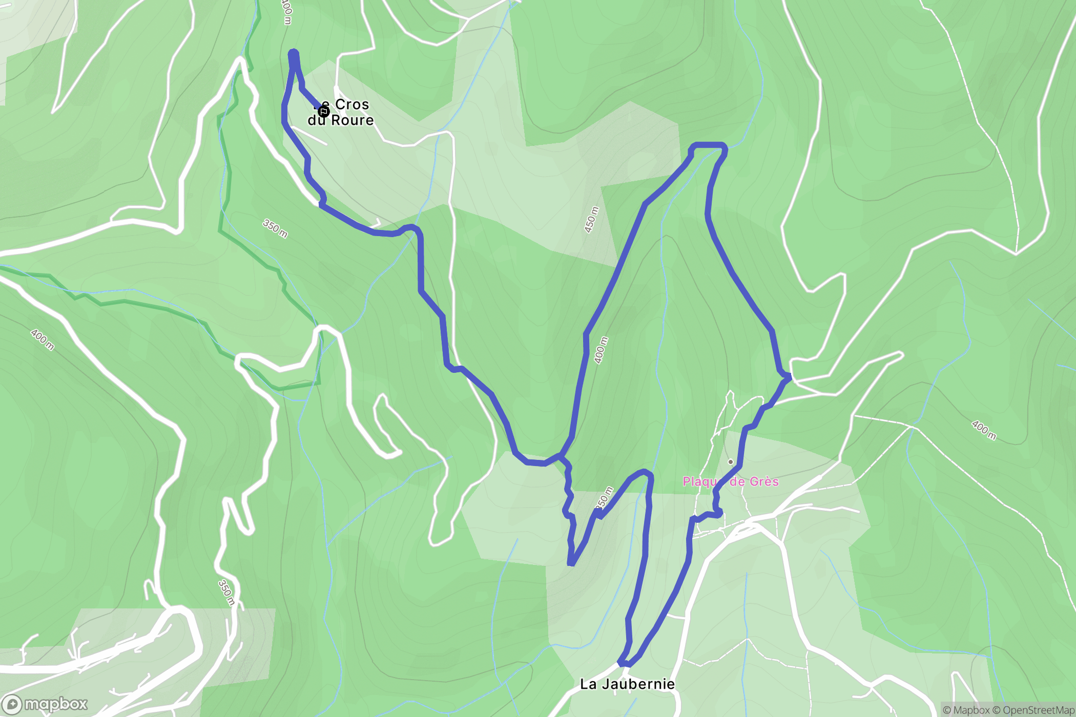 Coux : carte du parcours de randonnée - France