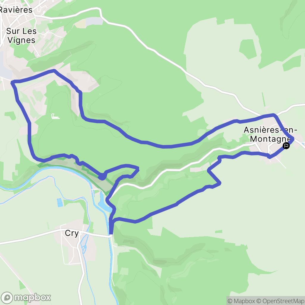 Asnières-en-Montagne : carte du parcours de randonnée - France