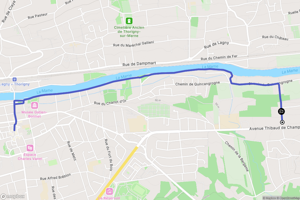 Montévrain : carte du parcours de randonnée - France