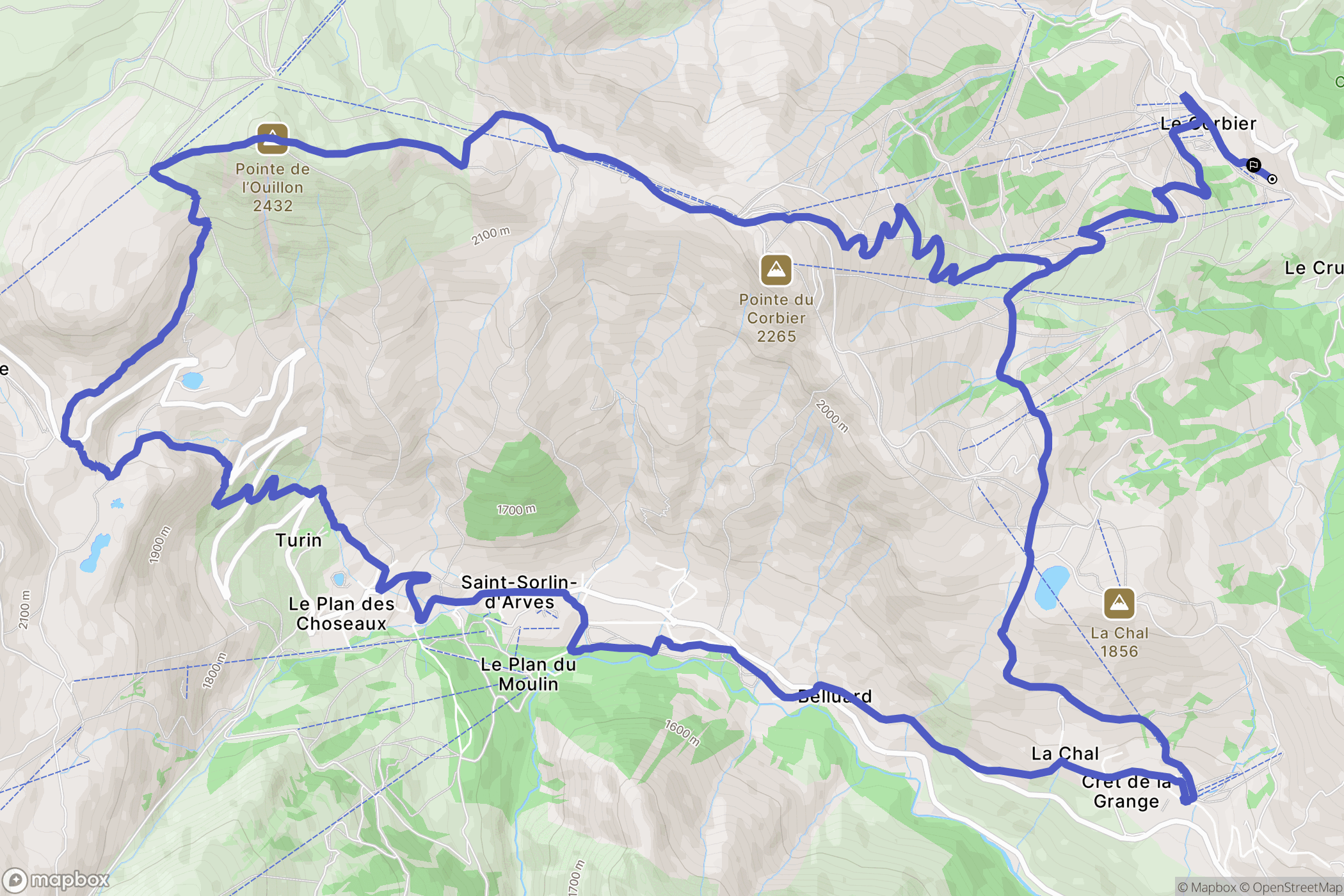 Villarembert : carte du parcours de randonnée - France