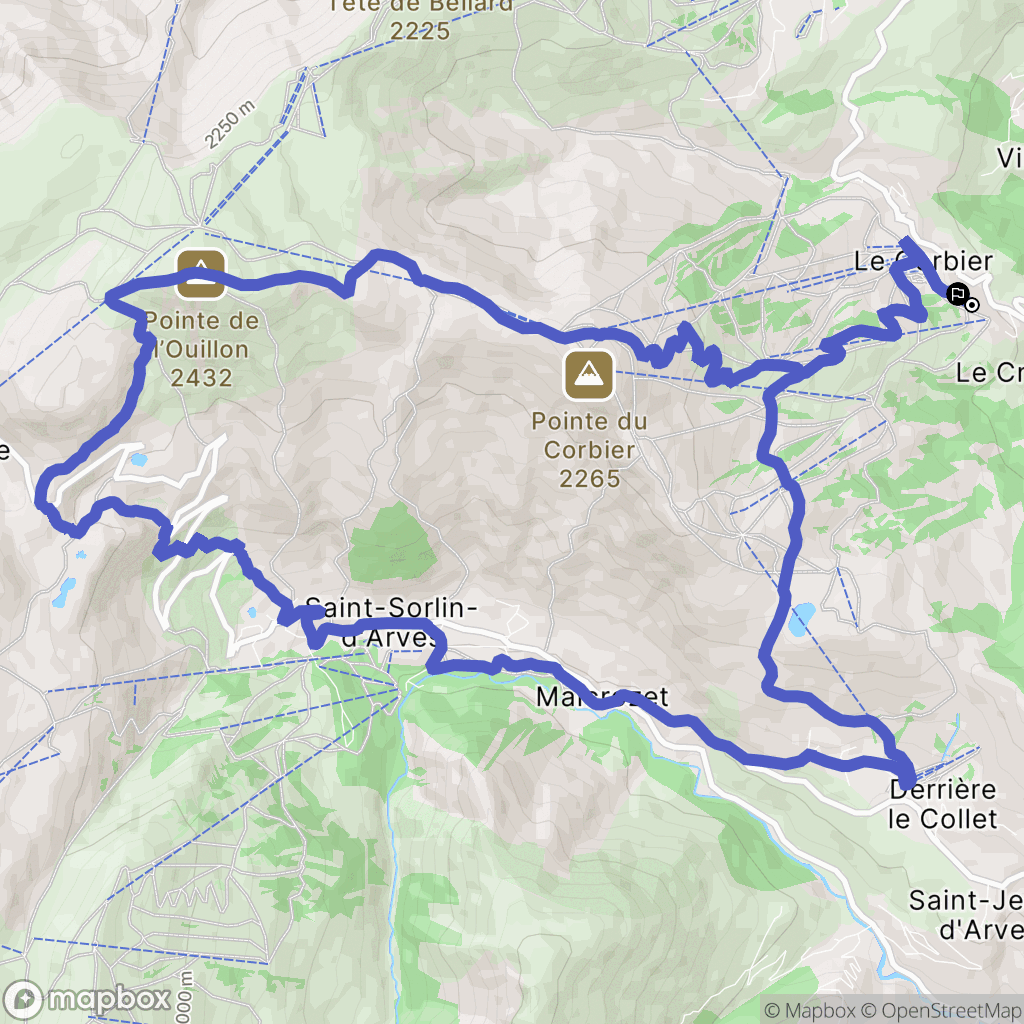 Villarembert : carte du parcours de randonnée - France