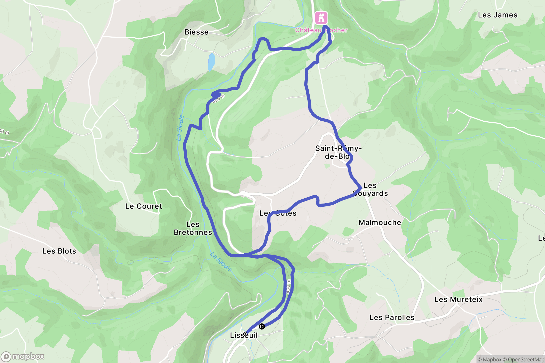 Lisseuil : carte du parcours de randonnée - France