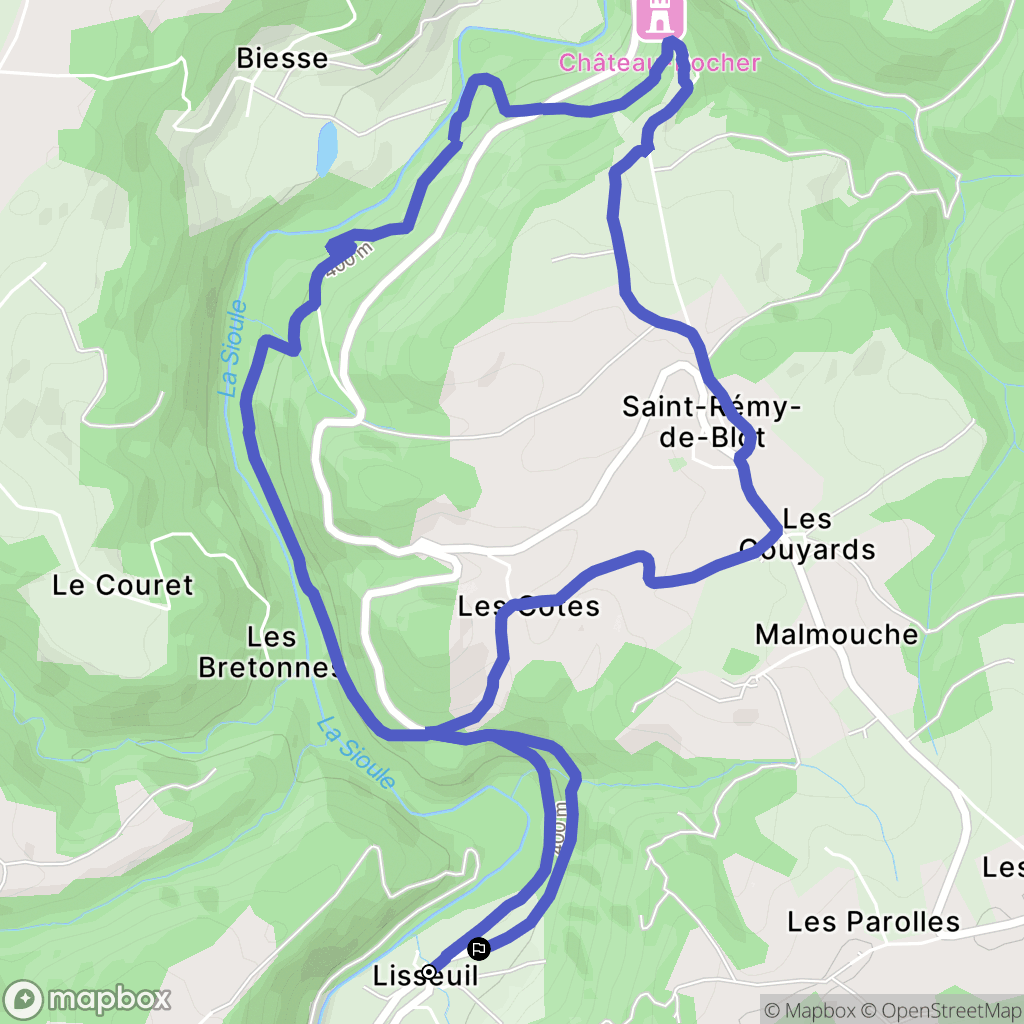 Lisseuil : carte du parcours de randonnée - France