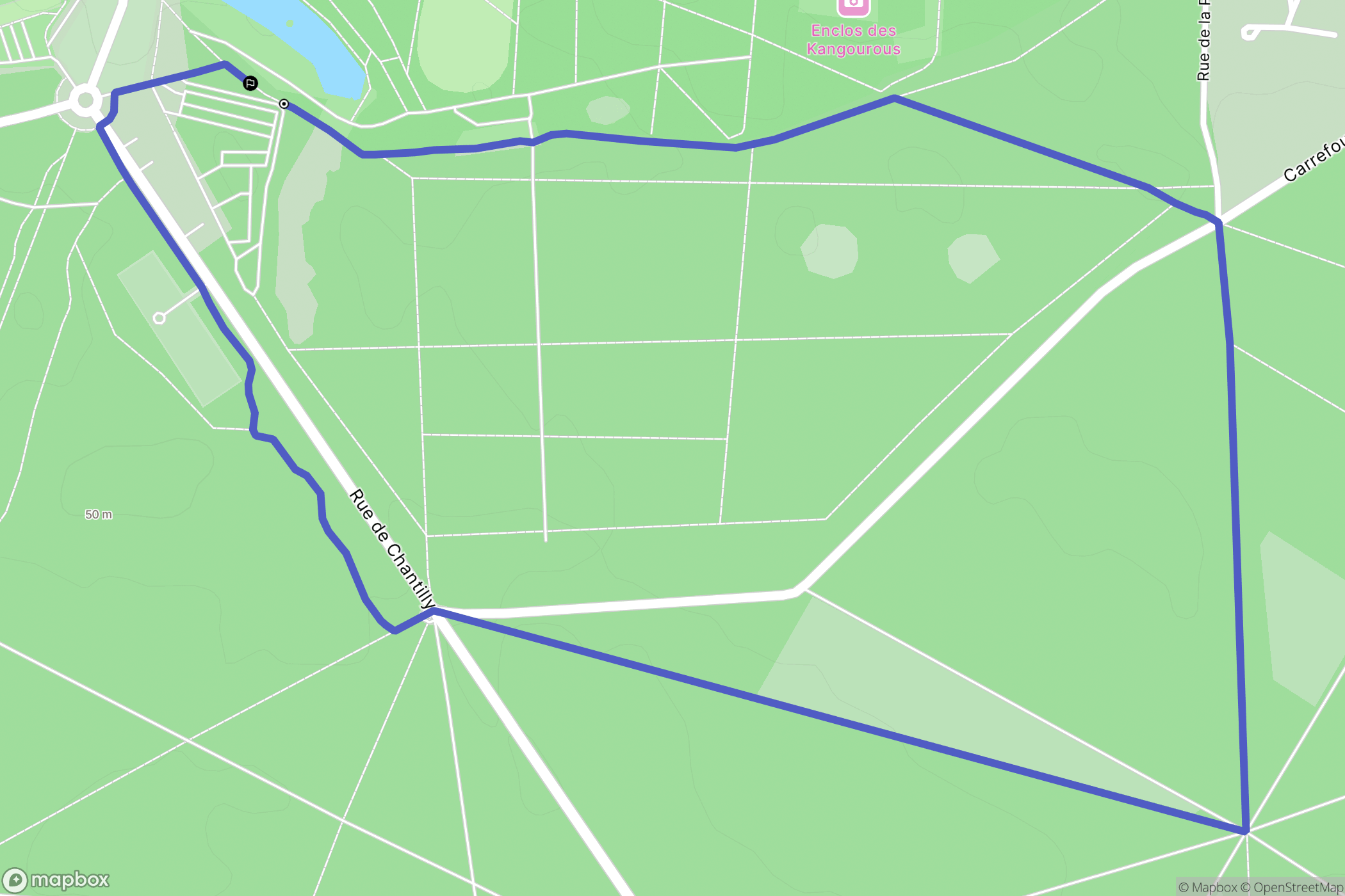 Chantilly : carte du parcours de randonnée - France