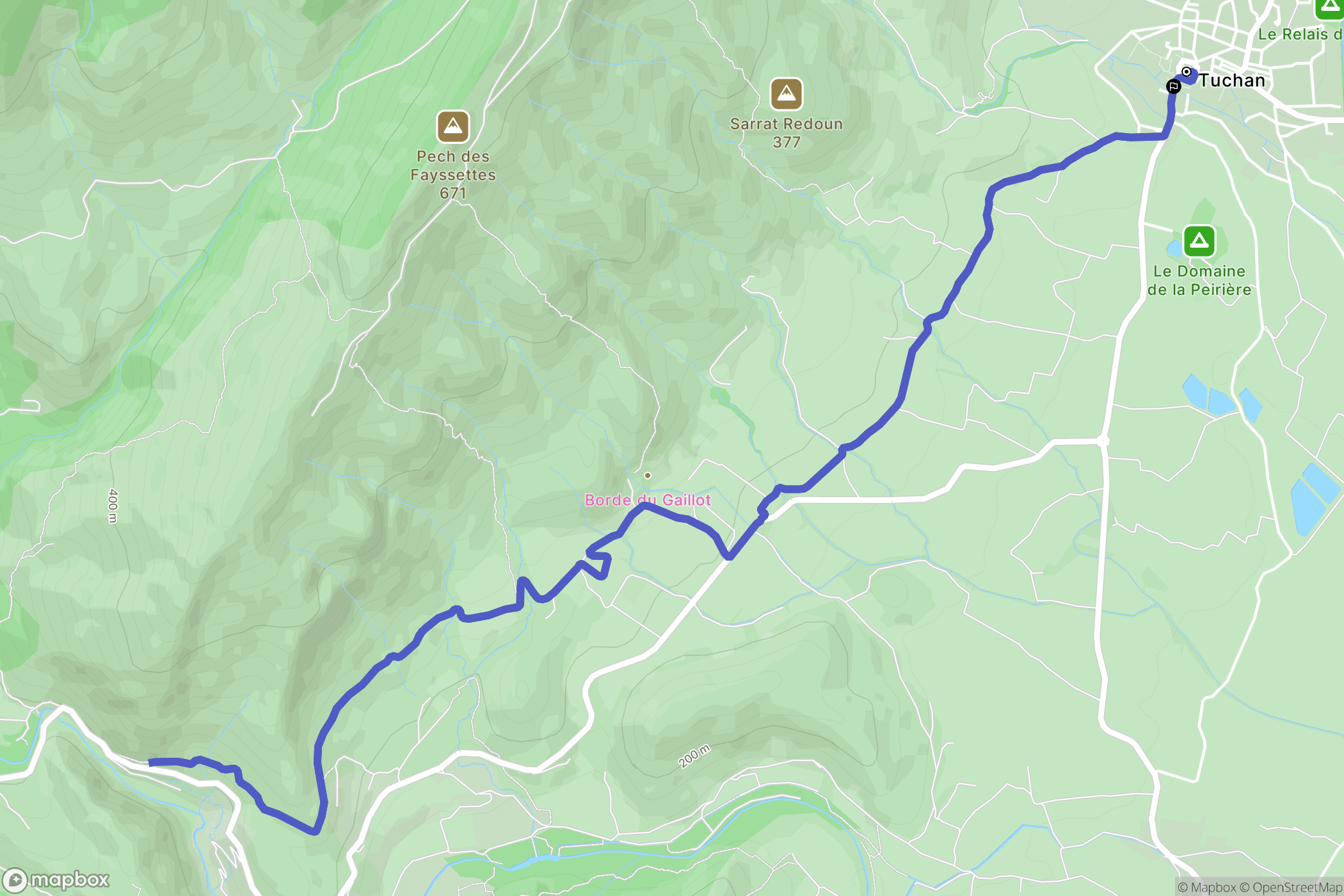Tuchan : carte du parcours de randonnée - France