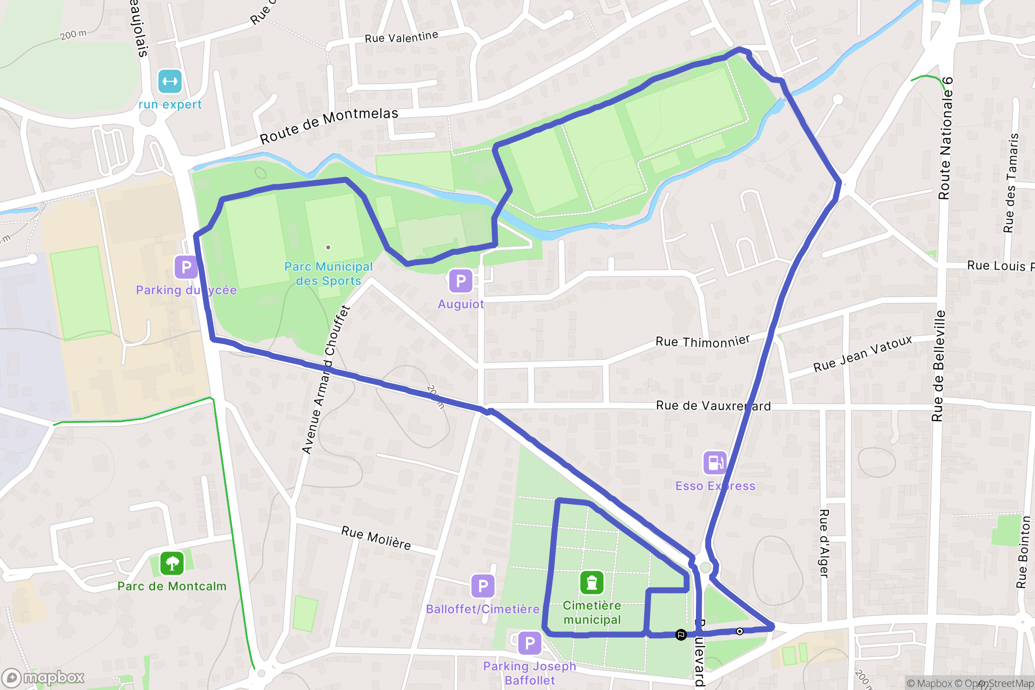 Villefranche-sur-Saône : carte du parcours de randonnée - France