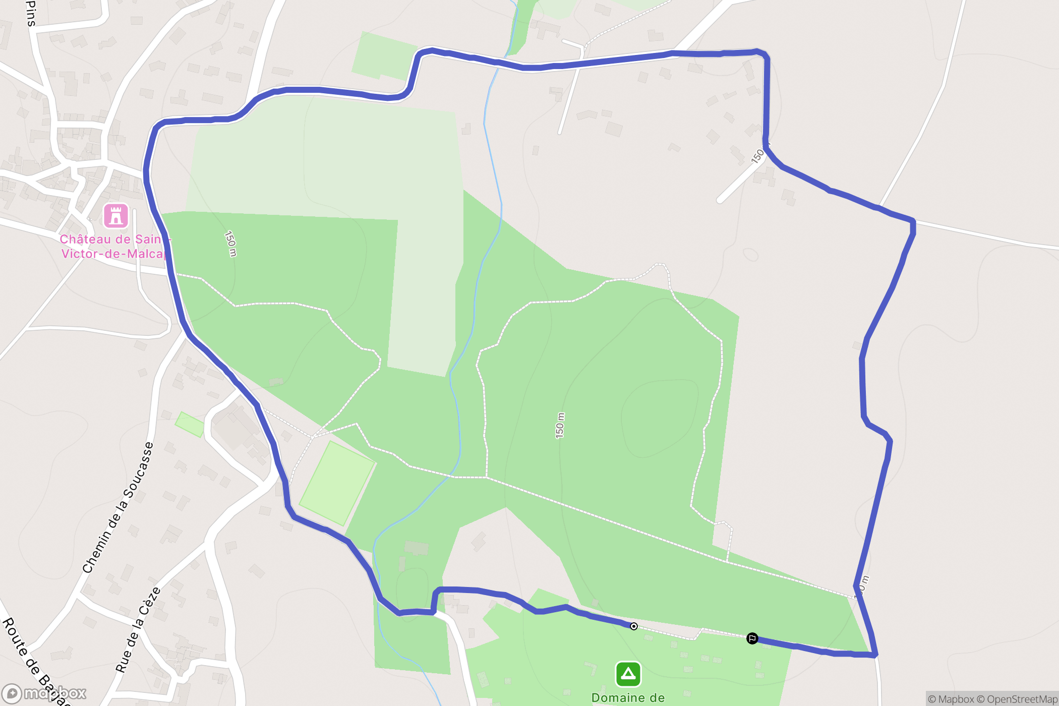 Saint-Victor-de-Malcap : carte du parcours de randonnée - France