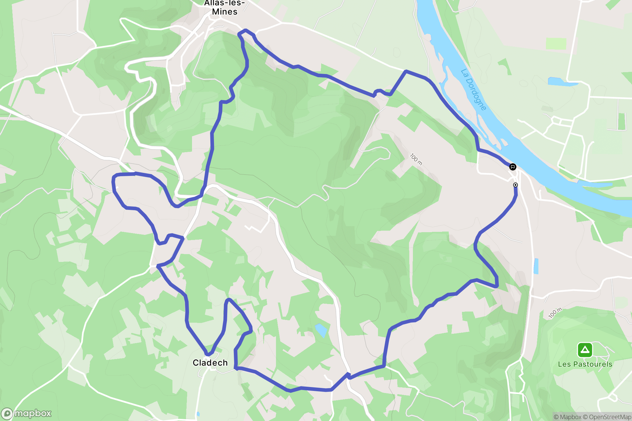 Allas-les-Mines : carte du parcours de randonnée - France