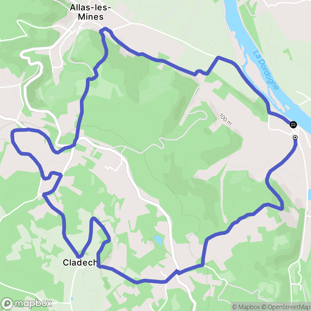 Allas-les-Mines : carte du parcours de randonnée - France