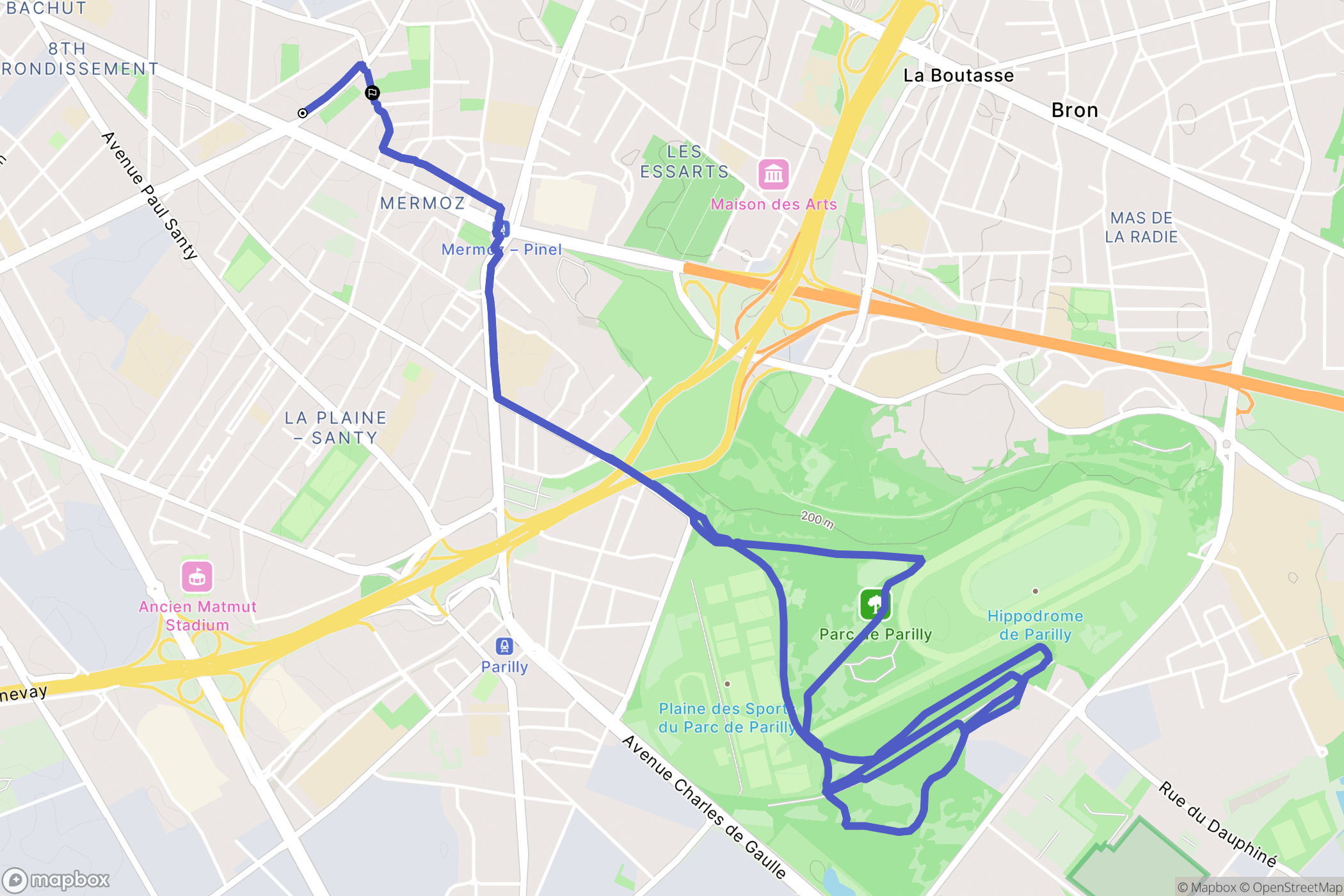 Lyon : carte du parcours de randonnée - France
