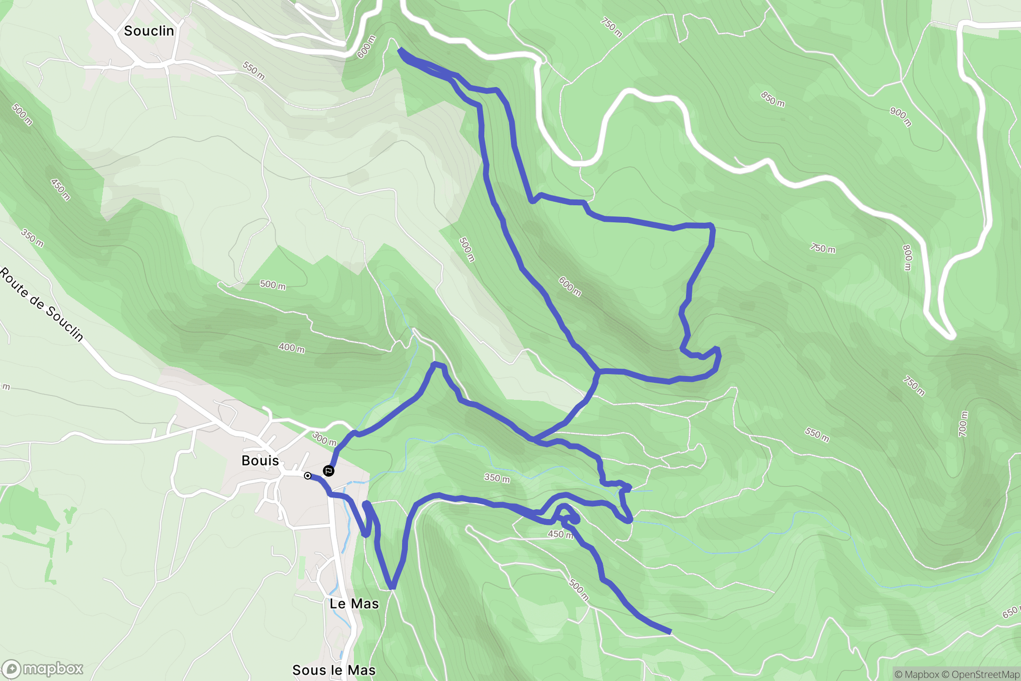 Villebois : carte du parcours de randonnée - France