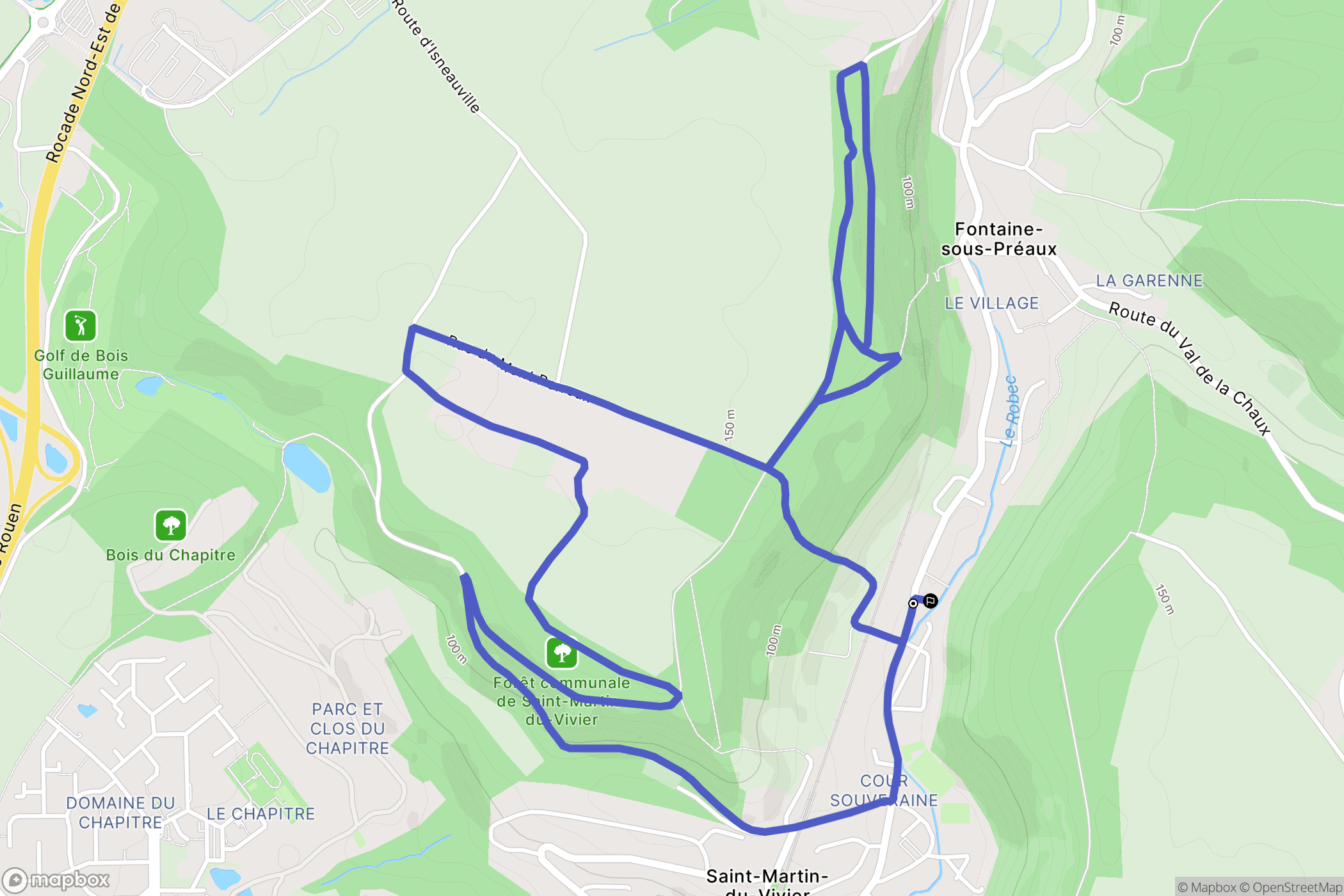 Saint-Martin-du-Vivier : carte du parcours de randonnée - France
