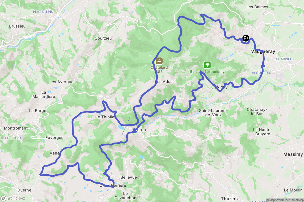 Vaugneray : carte du parcours de randonnée - France