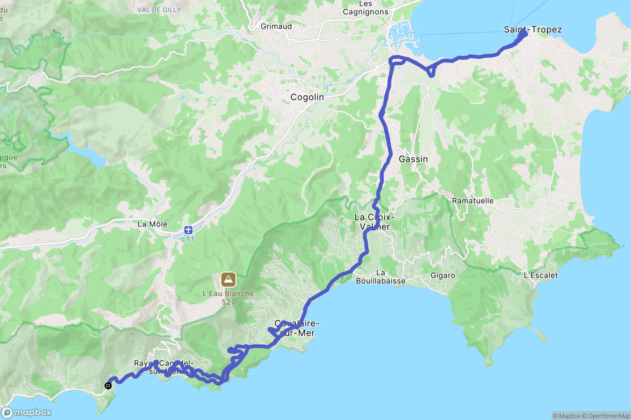 Le Lavandou : carte du parcours de randonnée - France