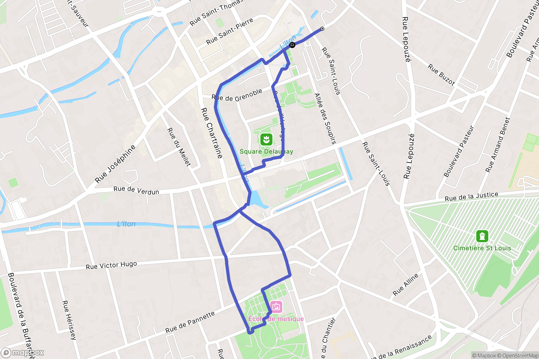 Évreux : carte du parcours de randonnée - France
