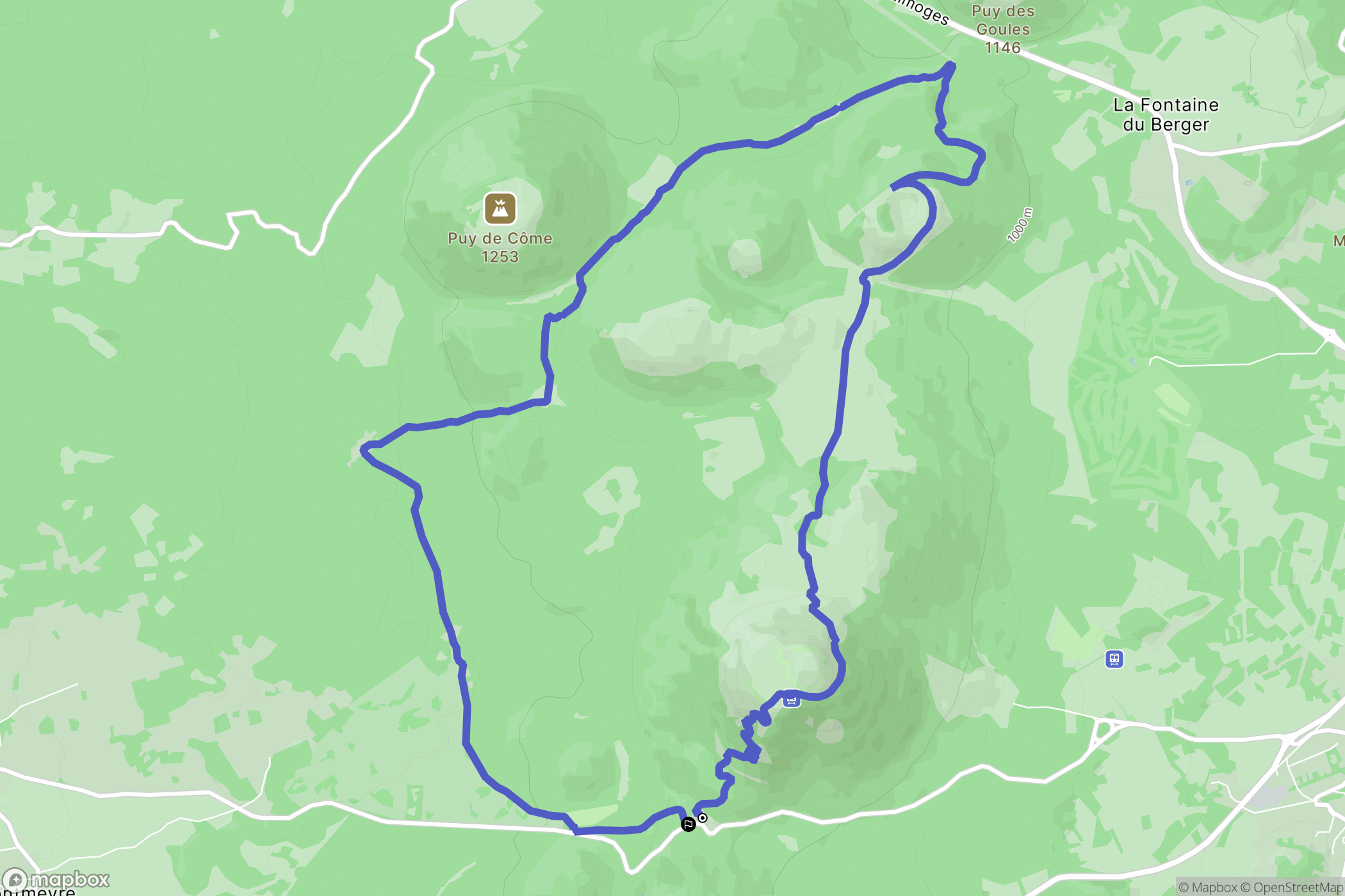 Orcines : carte du parcours de randonnée - France