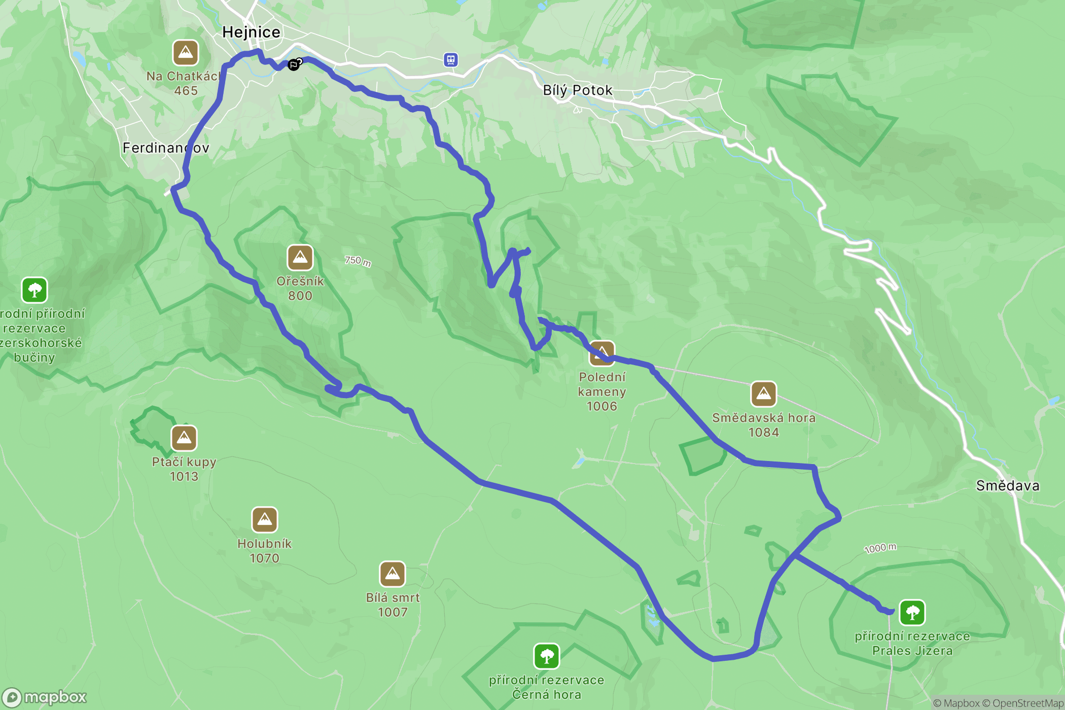 Bílý Potok: mapa trasy - Czechia