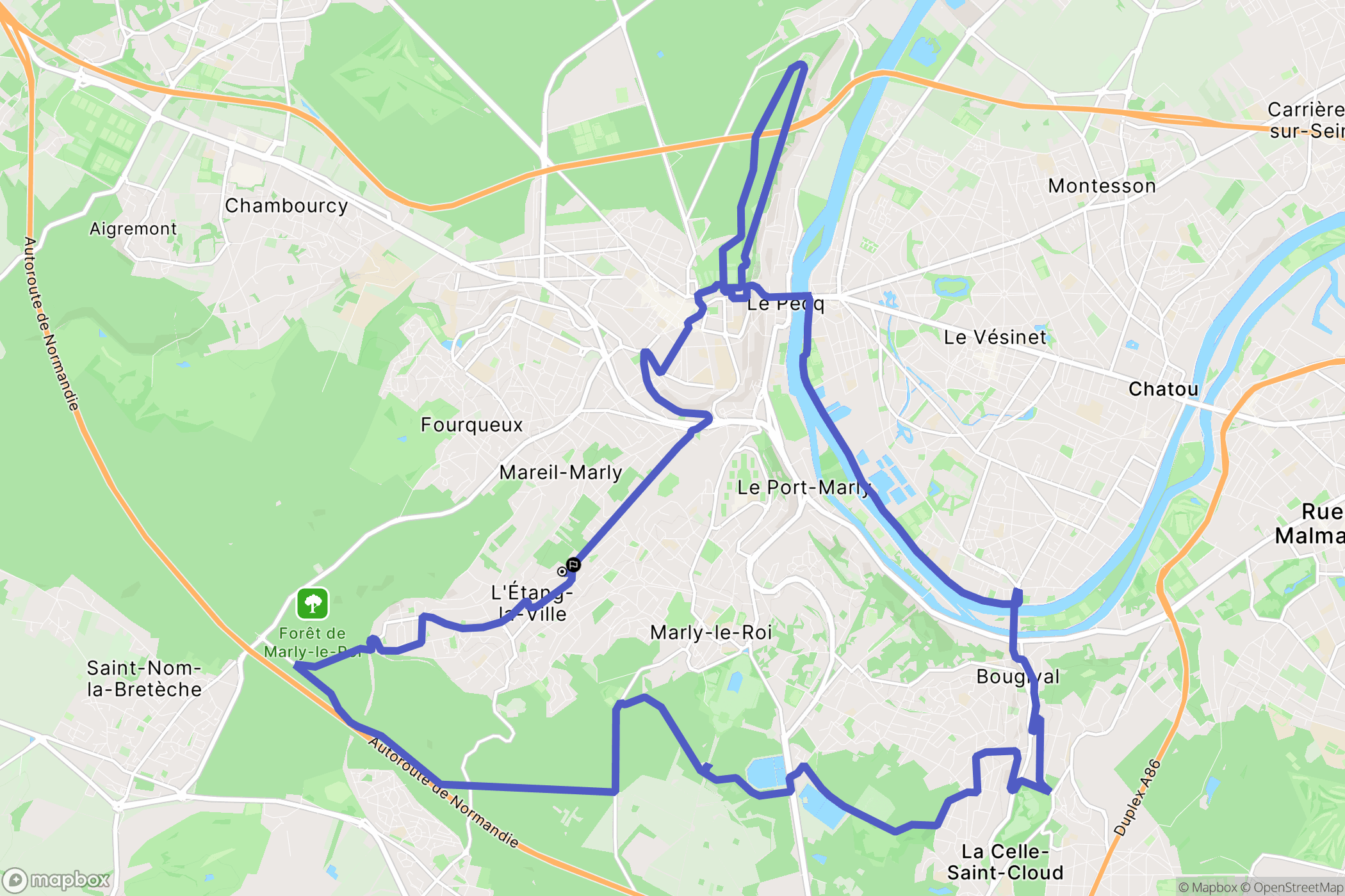L'Étang-la-Ville : carte du parcours de randonnée - France