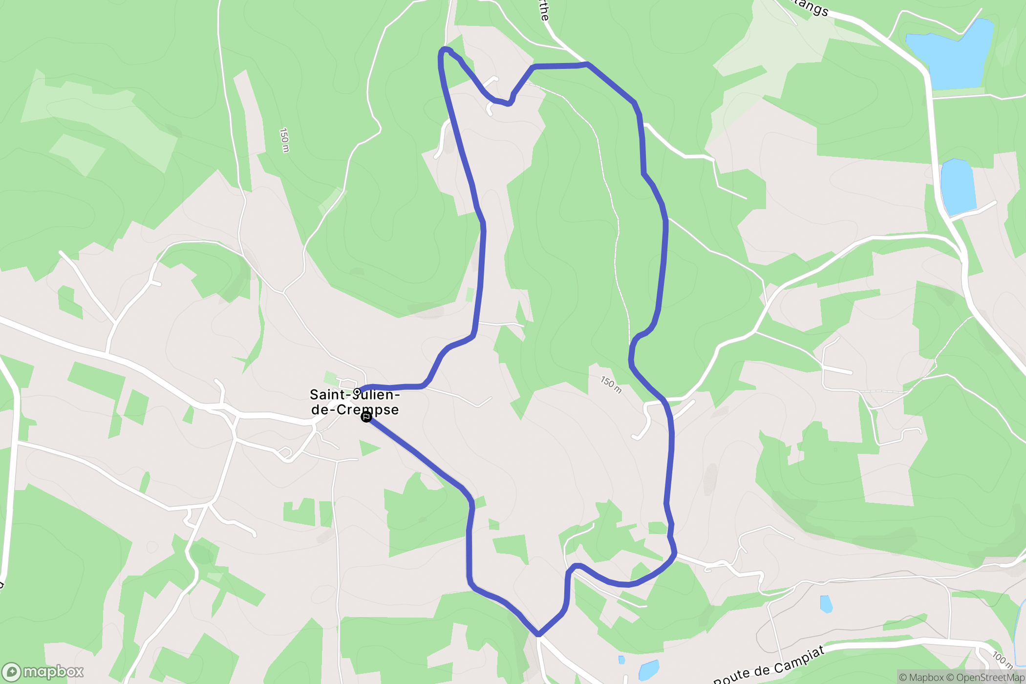 Eyraud-Crempse-Maurens : carte du parcours de randonnée - France