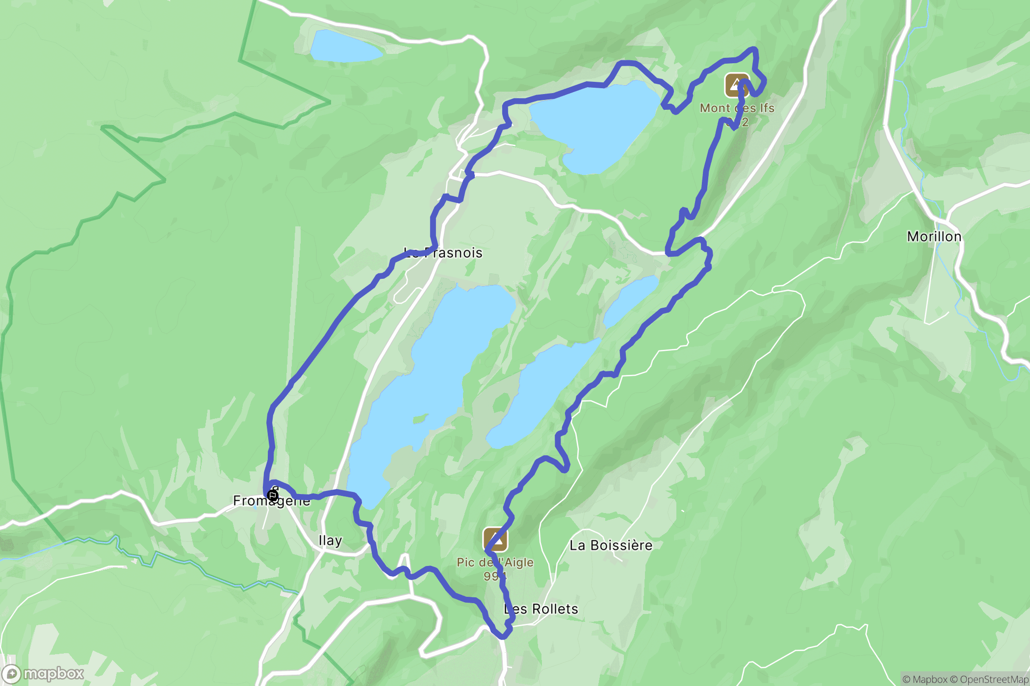Le Frasnois : carte du parcours de randonnée - France