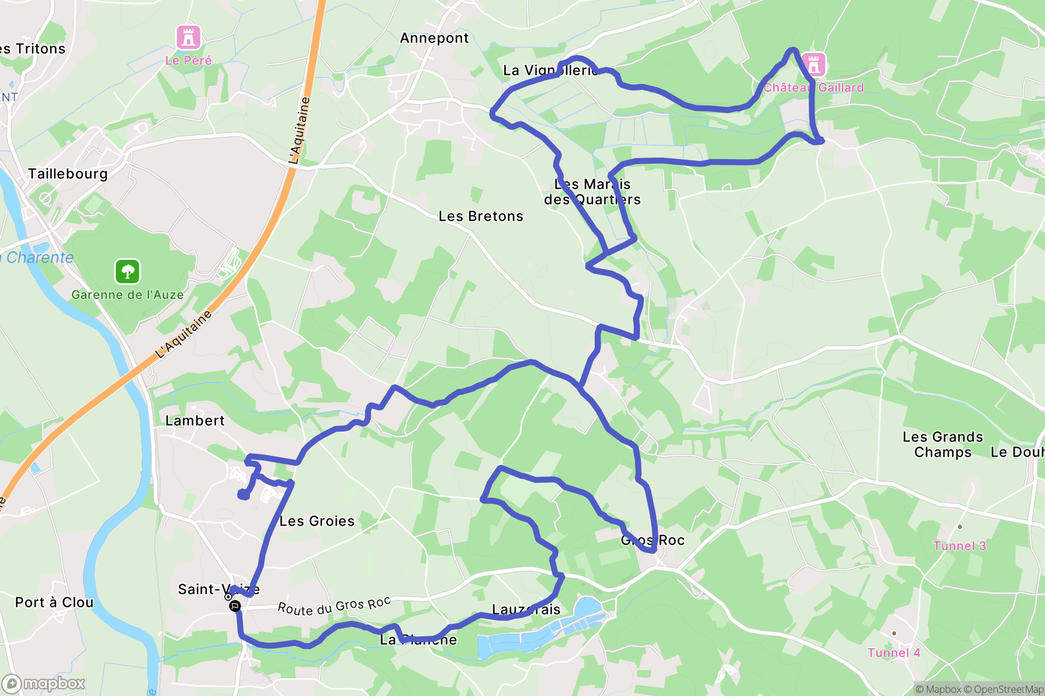 Saint-Vaize : carte du parcours de randonnée - France