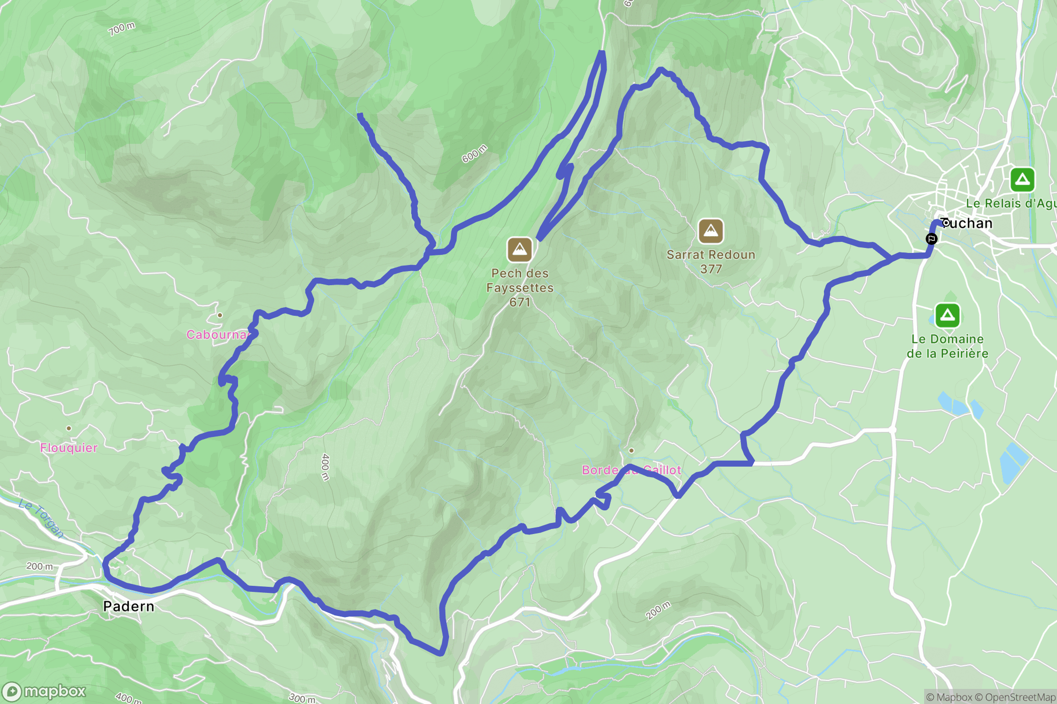 Tuchan : carte du parcours de randonnée - France