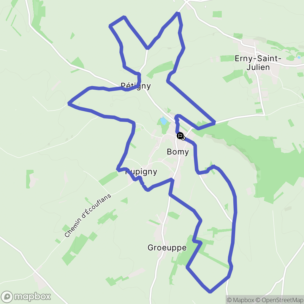 Bomy : carte du parcours de randonnée - France