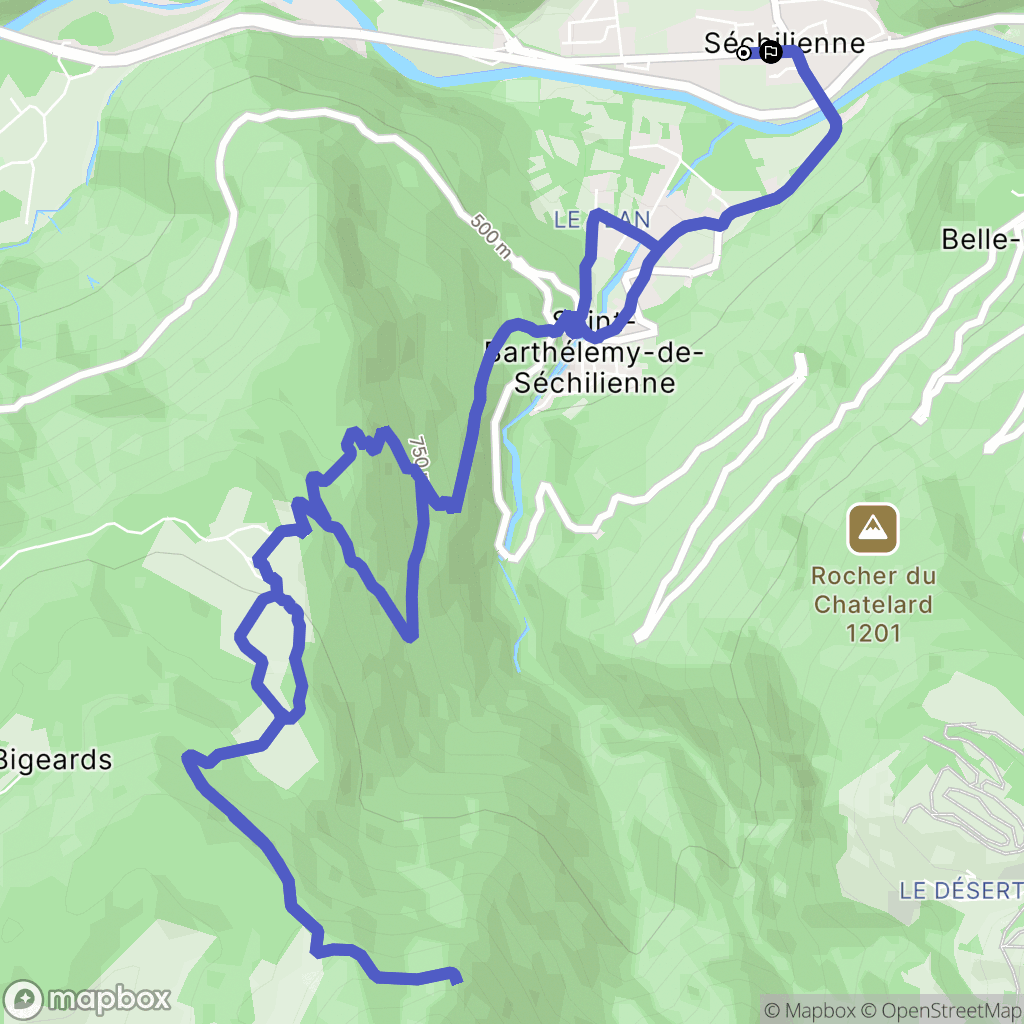 Séchilienne : carte du parcours de randonnée - France