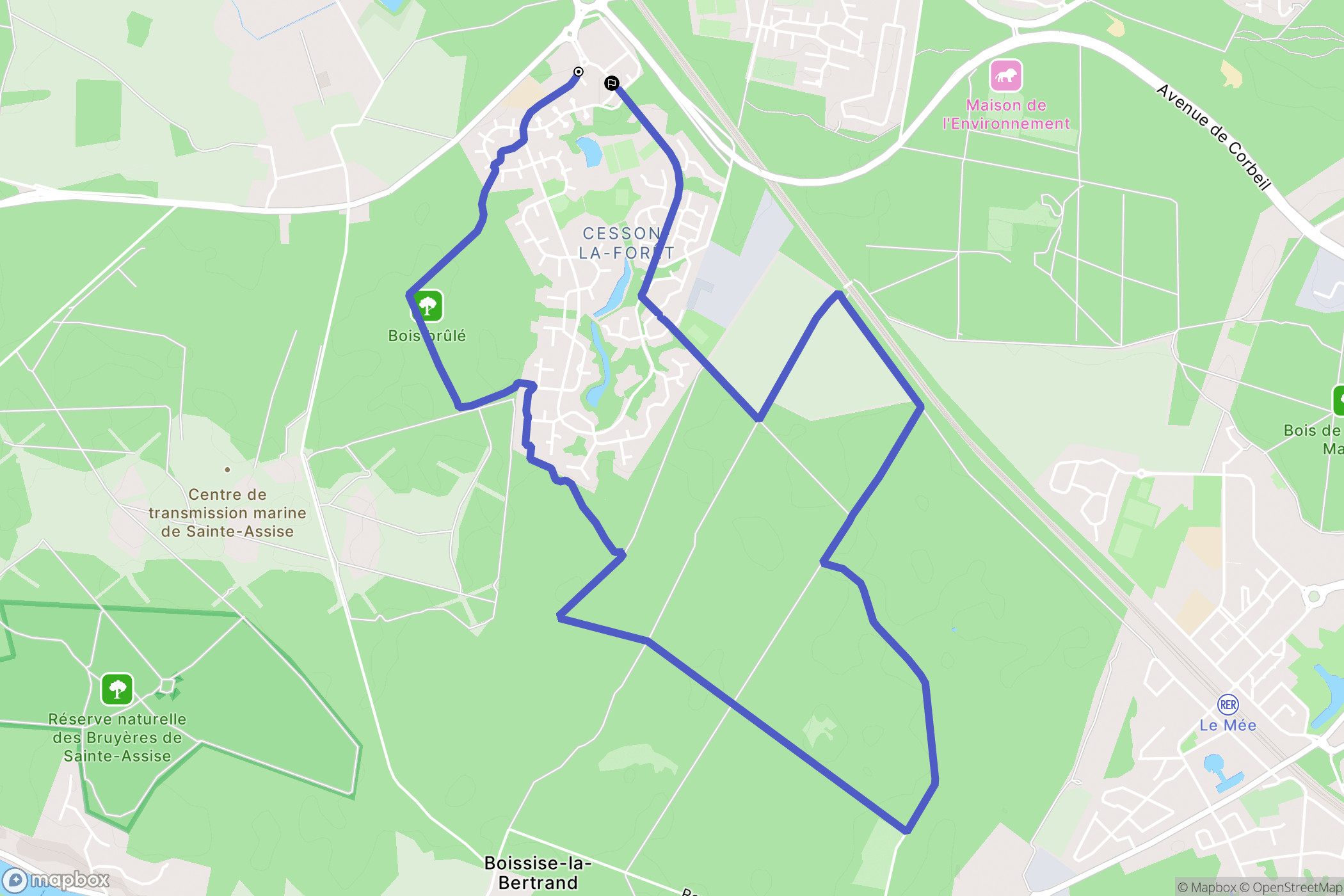 Cesson : carte du parcours de randonnée - France