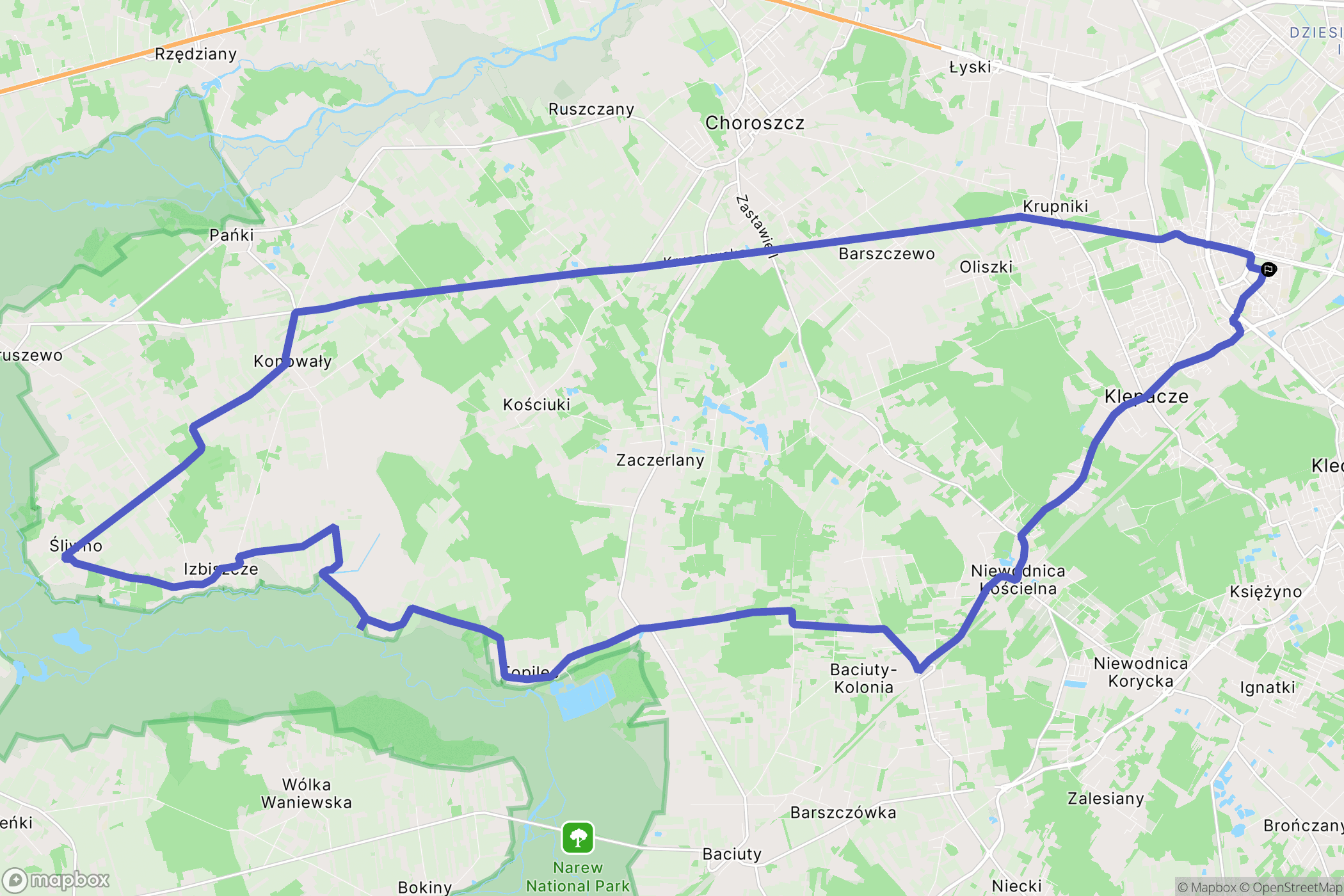 Białystok: mapa trasy - Poland