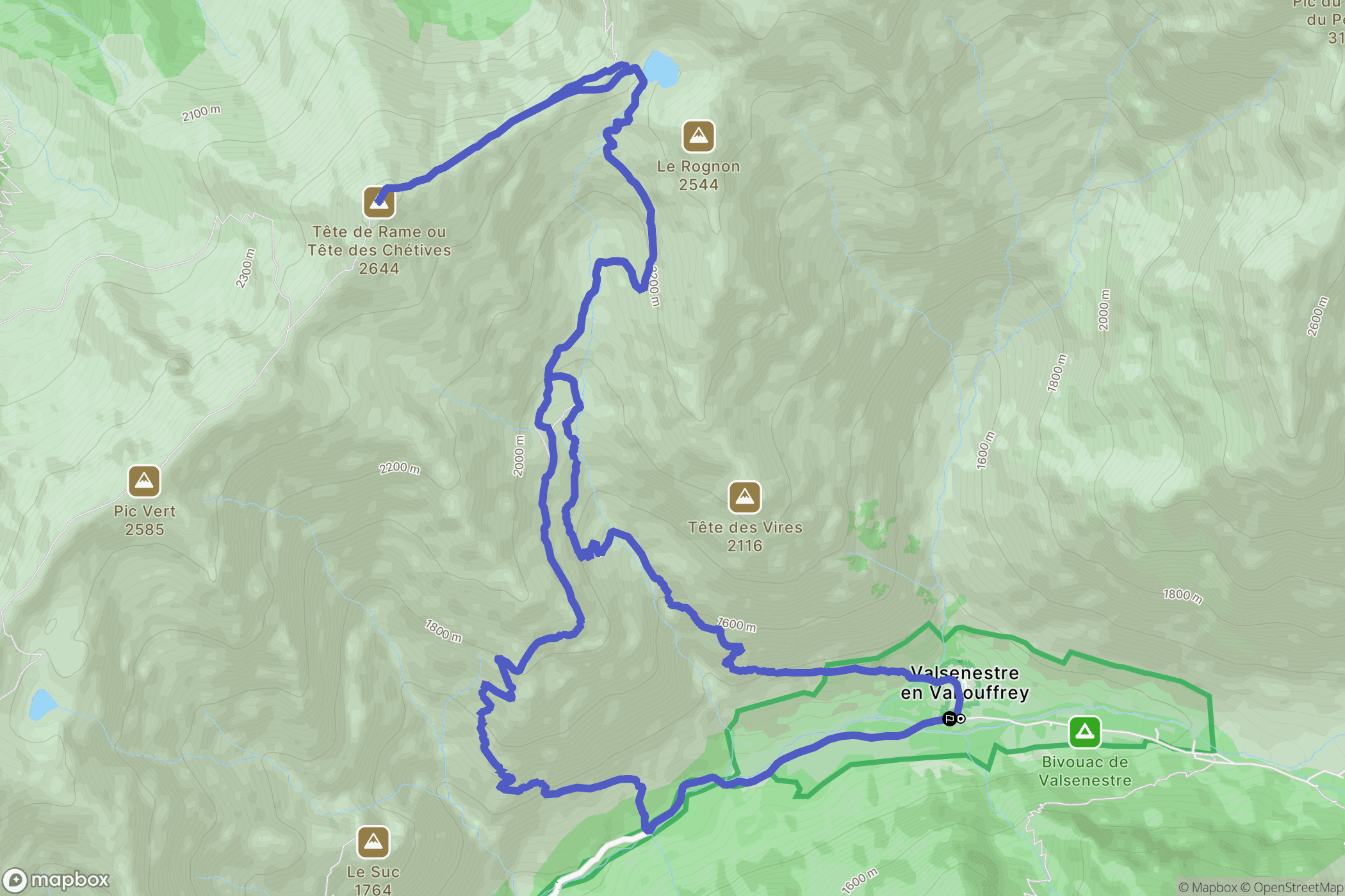 Valjouffrey : carte du parcours de randonnée - France