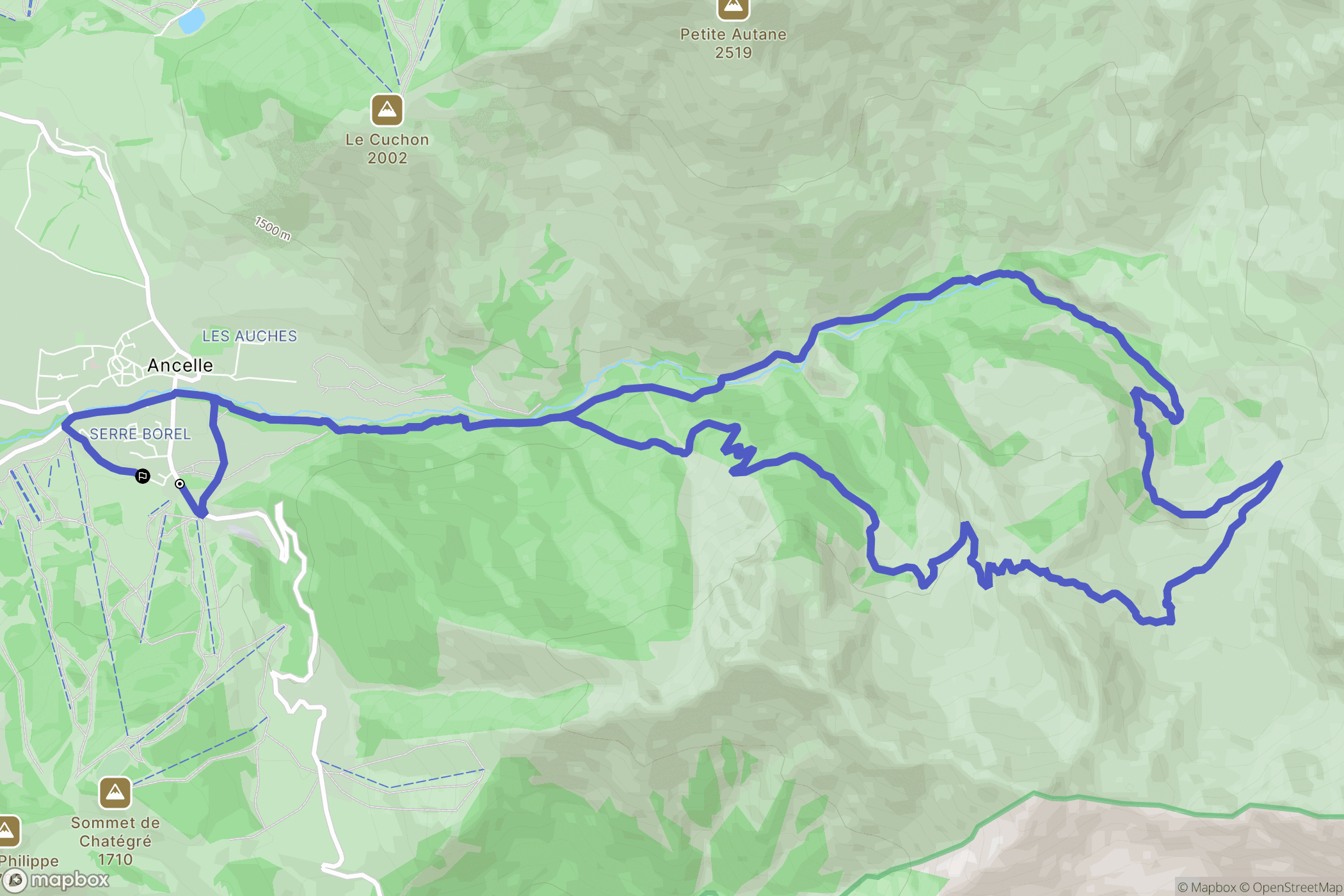 Ancelle : carte du parcours de randonnée - France