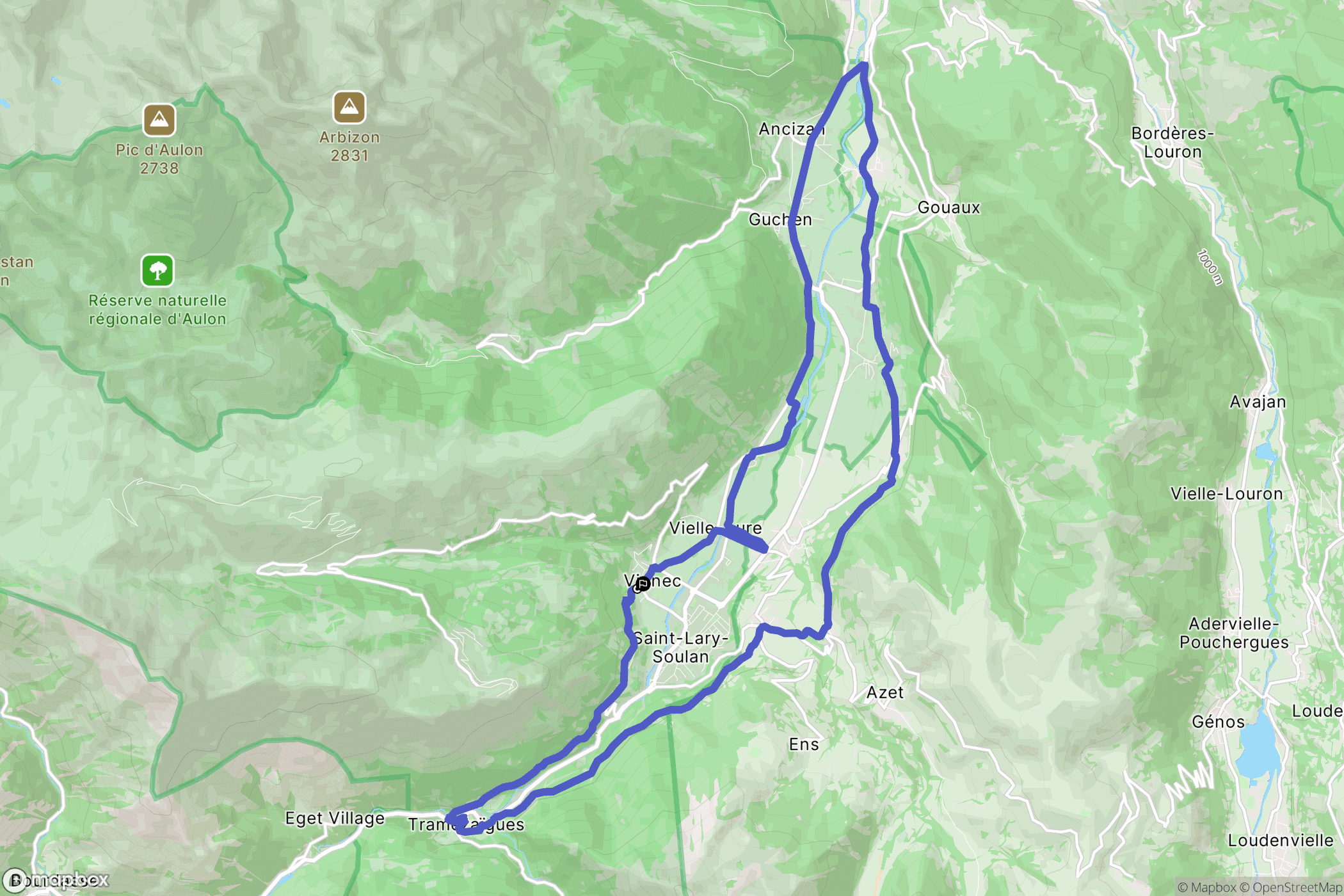 Vignec : carte du parcours de randonnée - France