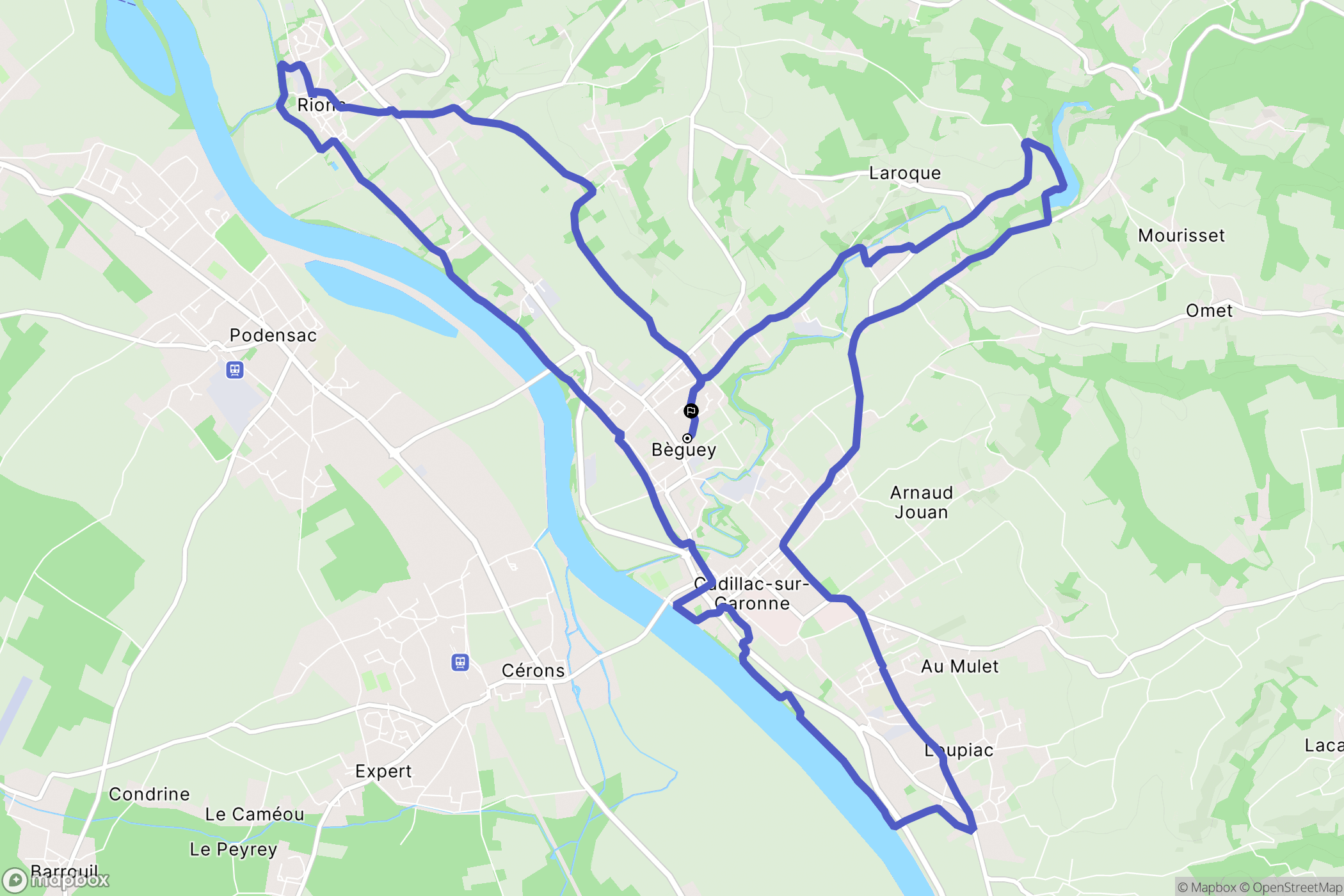 Béguey : carte du parcours de randonnée - France