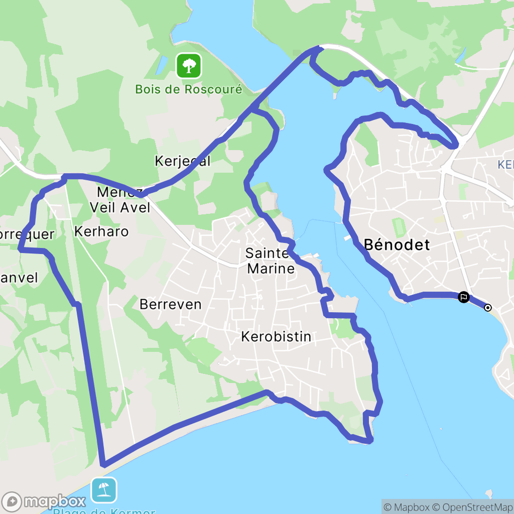 Bénodet : carte du parcours de randonnée - France