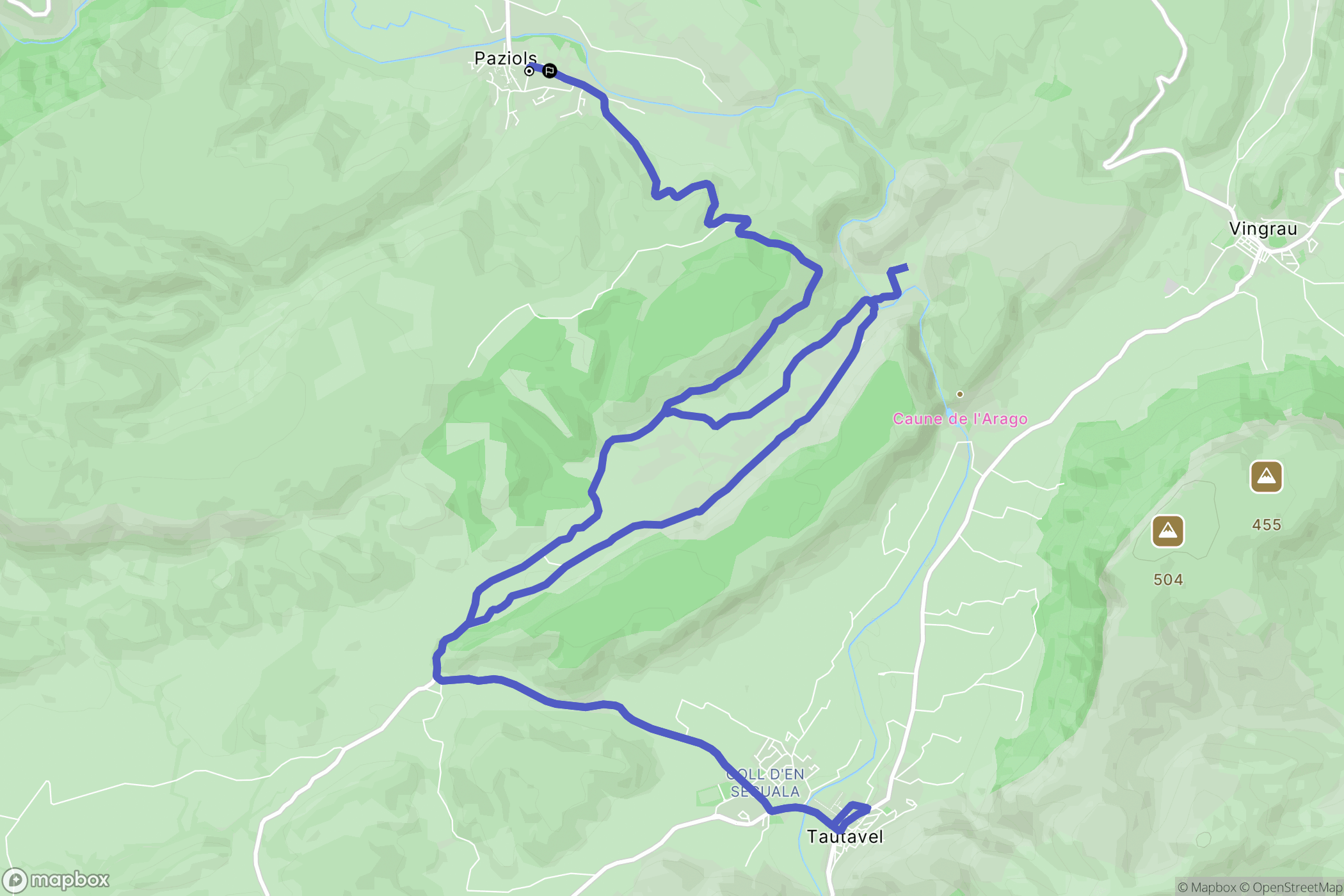 Paziols : carte du parcours de randonnée - France