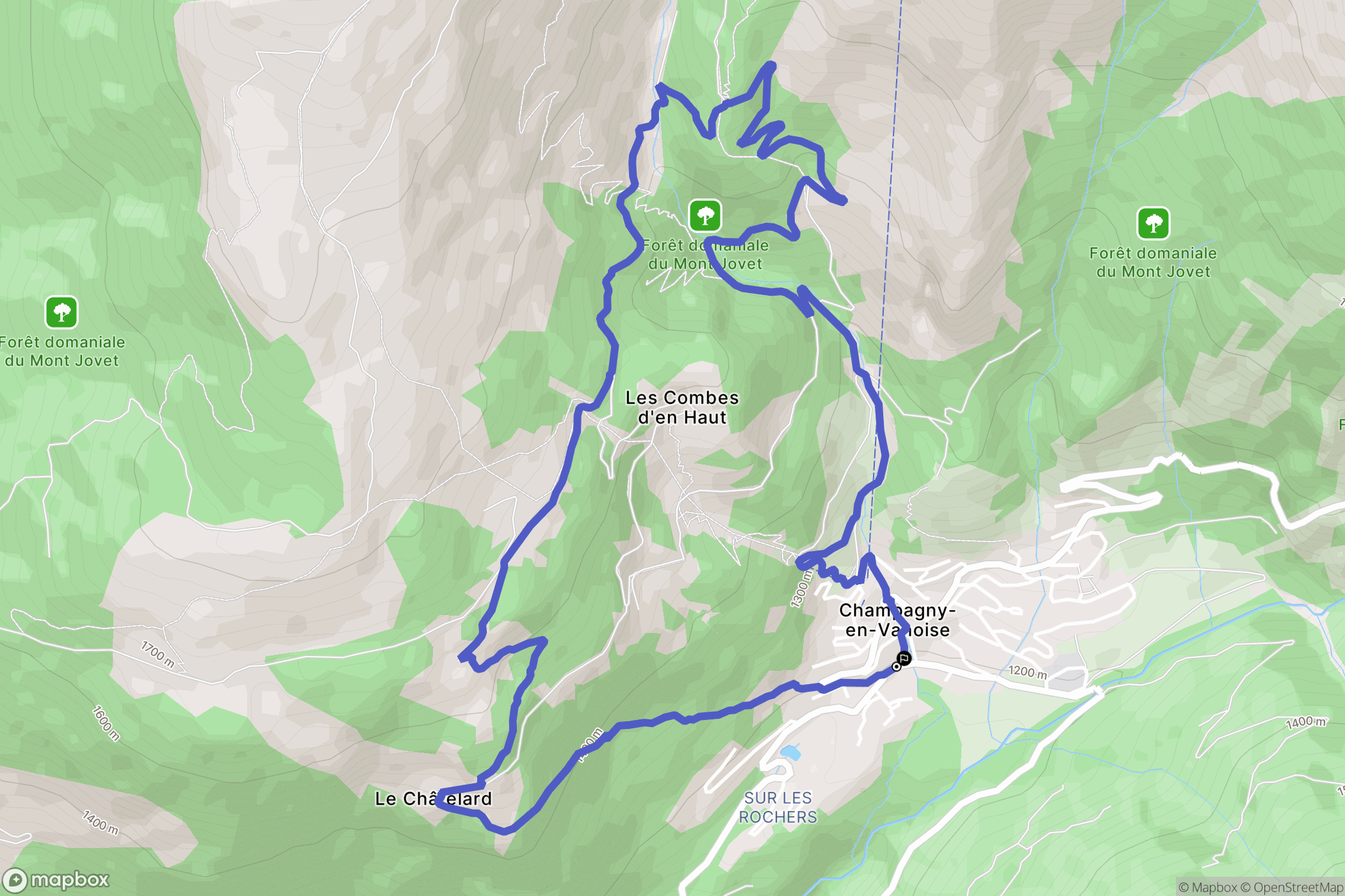 Champagny-en-Vanoise : carte du parcours de randonnée - France