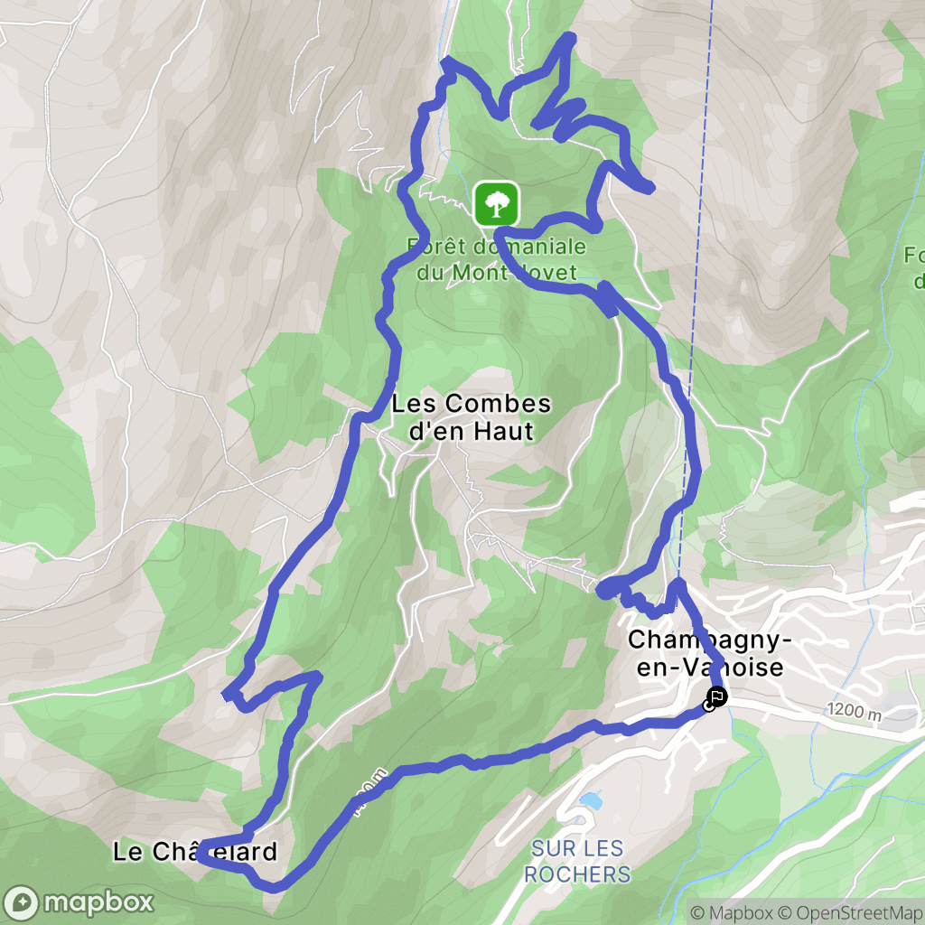 Champagny-en-Vanoise : carte du parcours de randonnée - France